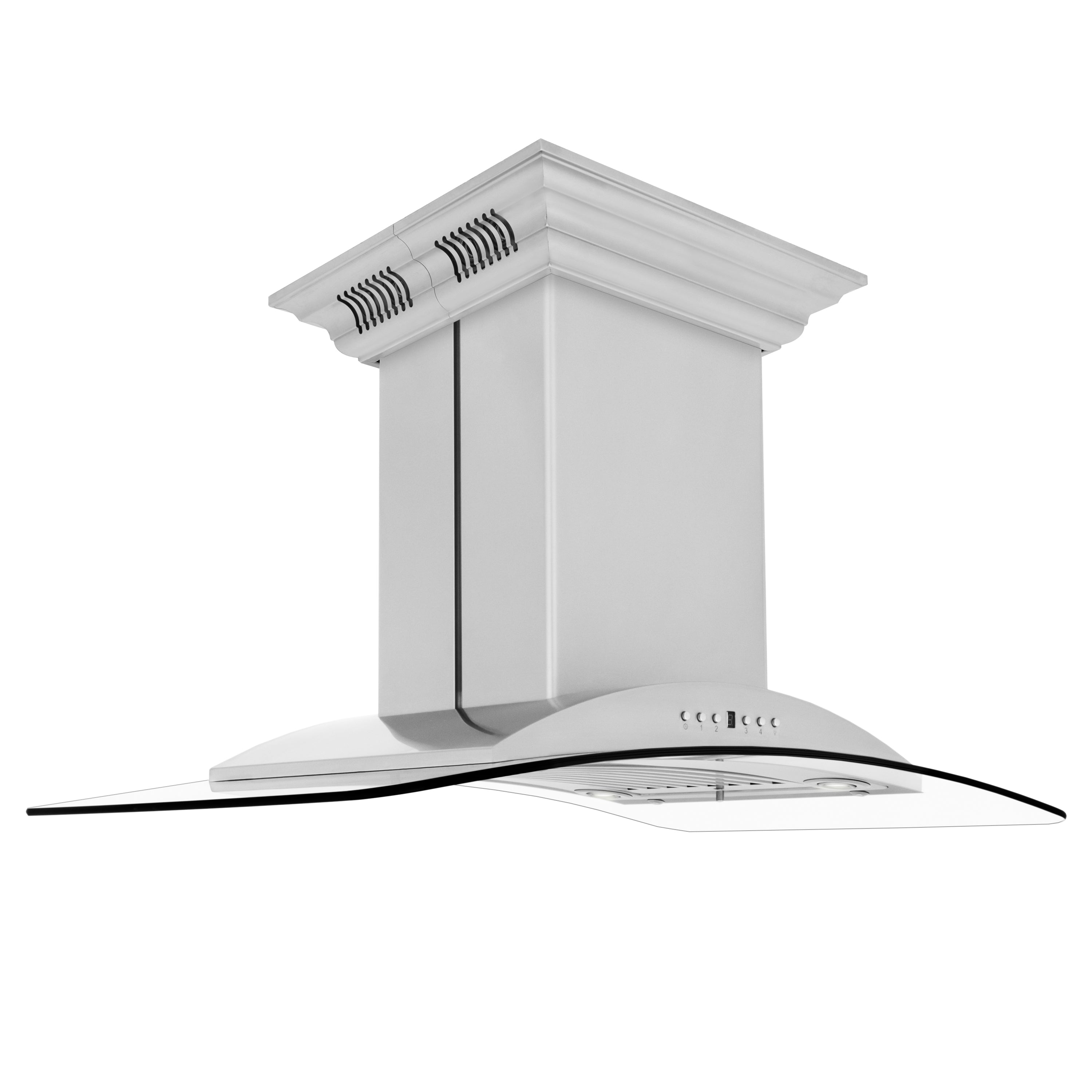 ZLINE 36 in Island Mount Range Hood 400 CFM Stainless Steel CrownSound Bluetooth Speakers (GL9iCRN-BT-36)