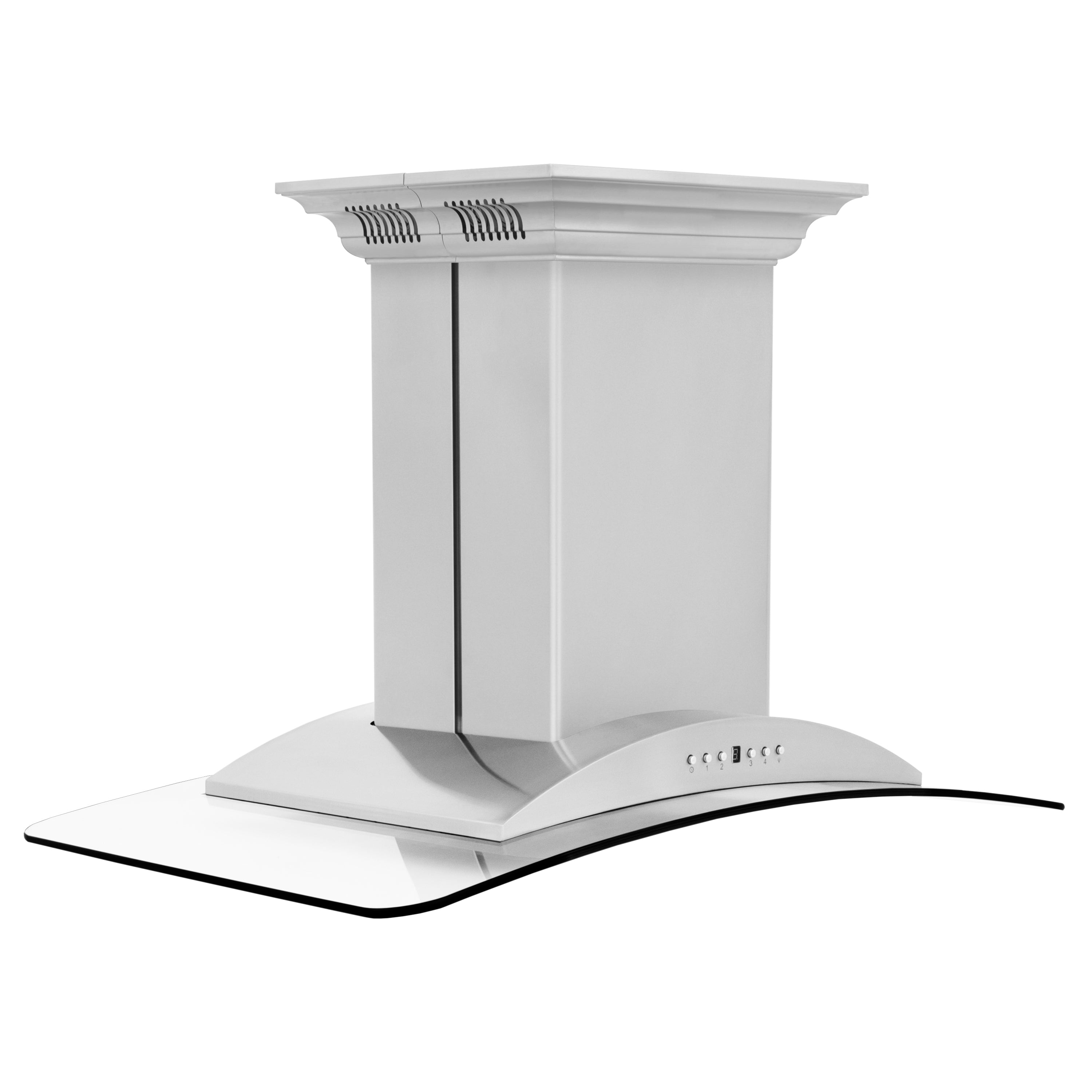 ZLINE 36 in Island Mount Range Hood 400 CFM Stainless Steel CrownSound Bluetooth Speakers (GL9iCRN-BT-36)