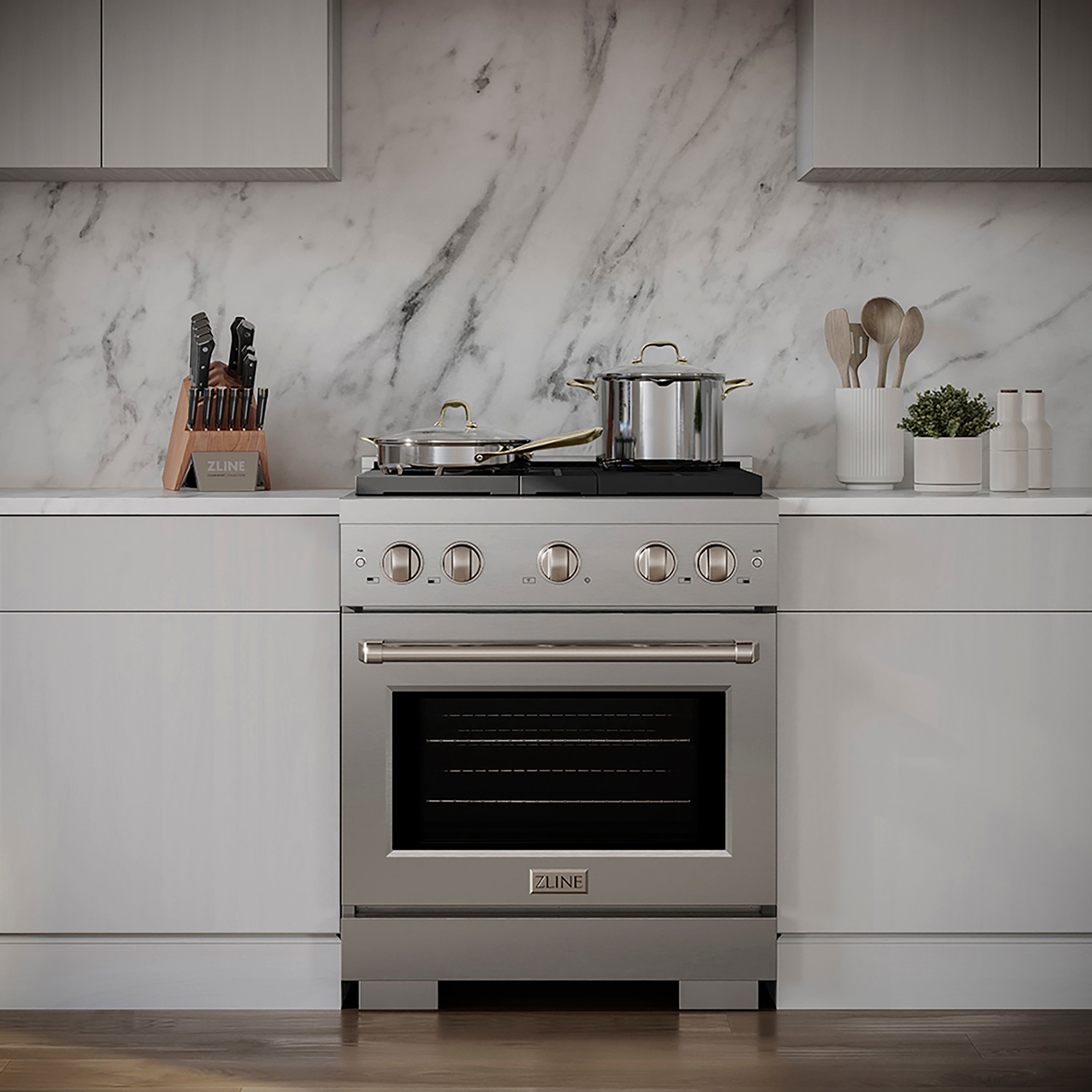 ZLINE 30 in. Gas Range 4.2 cu. ft. 4 Burner DuoPro™ Cooktop Convection Gas Oven Stainless Steel (PSGR30)