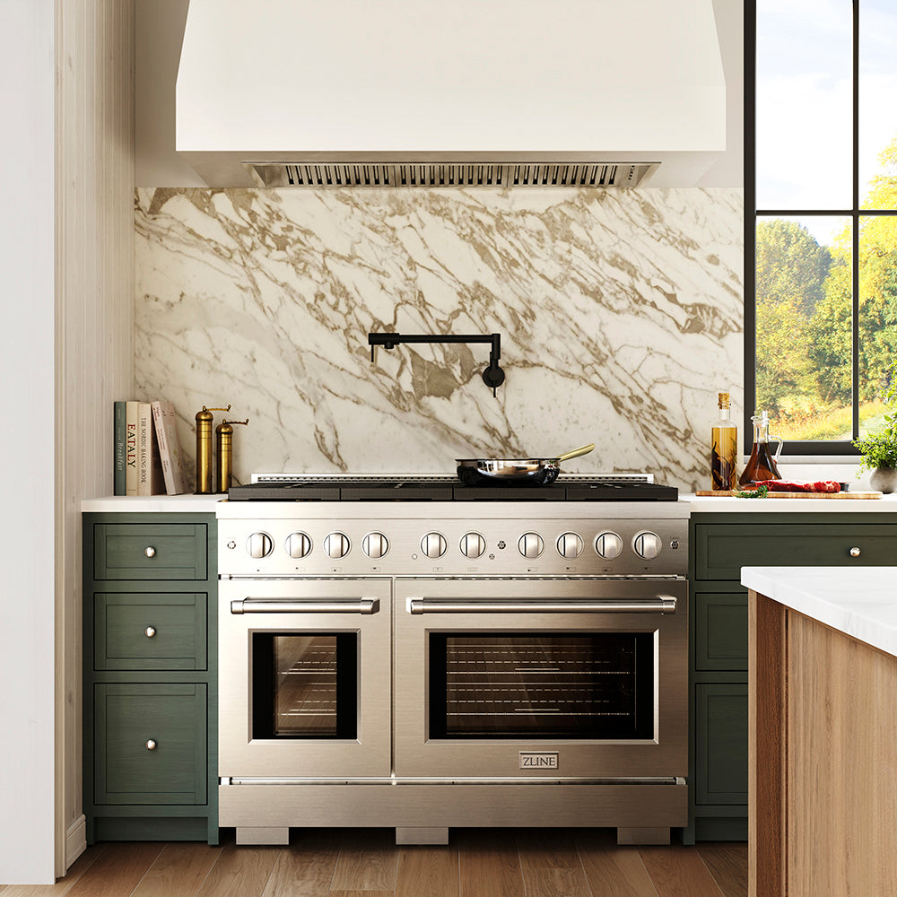 ZLINE 48 in. Gas Range 6.7 cu. ft. Dual Ovens 8 Burner DuoPro™ Cooktop Stainless Steel (PSGR48)