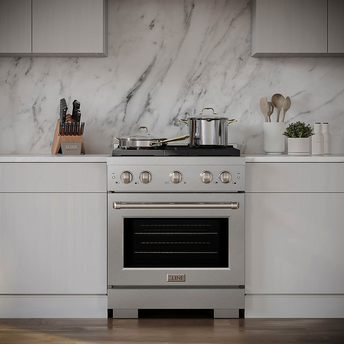ZLINE 30 in. Gas Range 4.2 cu. ft. Convection Oven with 4 Burner DuoPro™ Cooktop – Satin Stainless Steel (PSGRS-30)