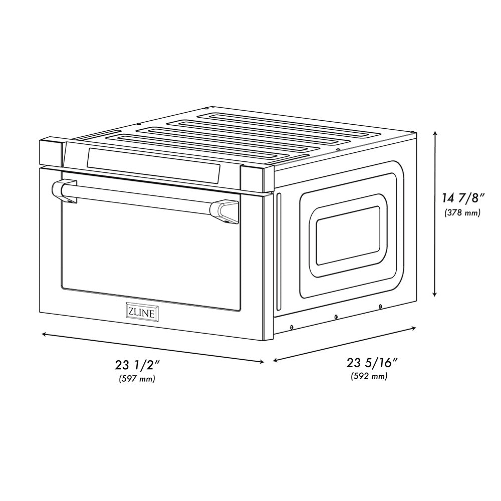 ZLINE Autograph 24" 1.2 cu. ft. Built-in Microwave Drawer in Stainless Steel and Champagne Bronze Helix Handle, MWDZ-1-H-KCB