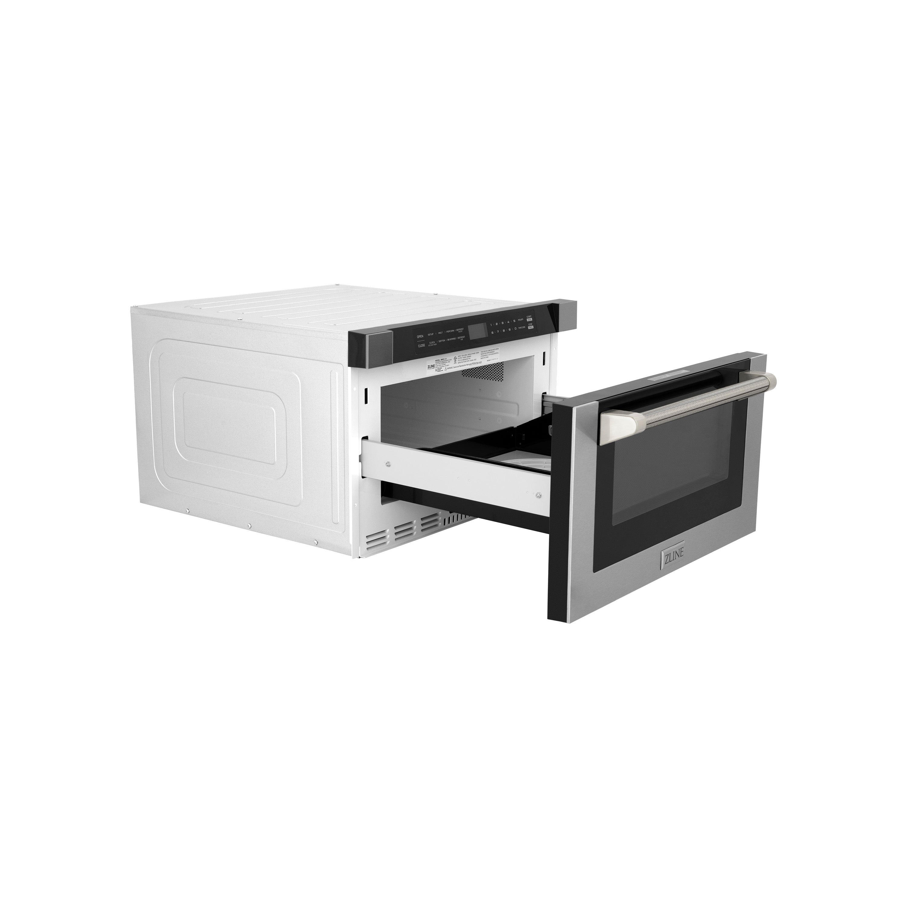 ZLINE Autograph 24" 1.2 cu. ft. Built-in Microwave Drawer in Stainless Steel and Polished Nickel Helix Handle, MWDZ-1-H-KPN