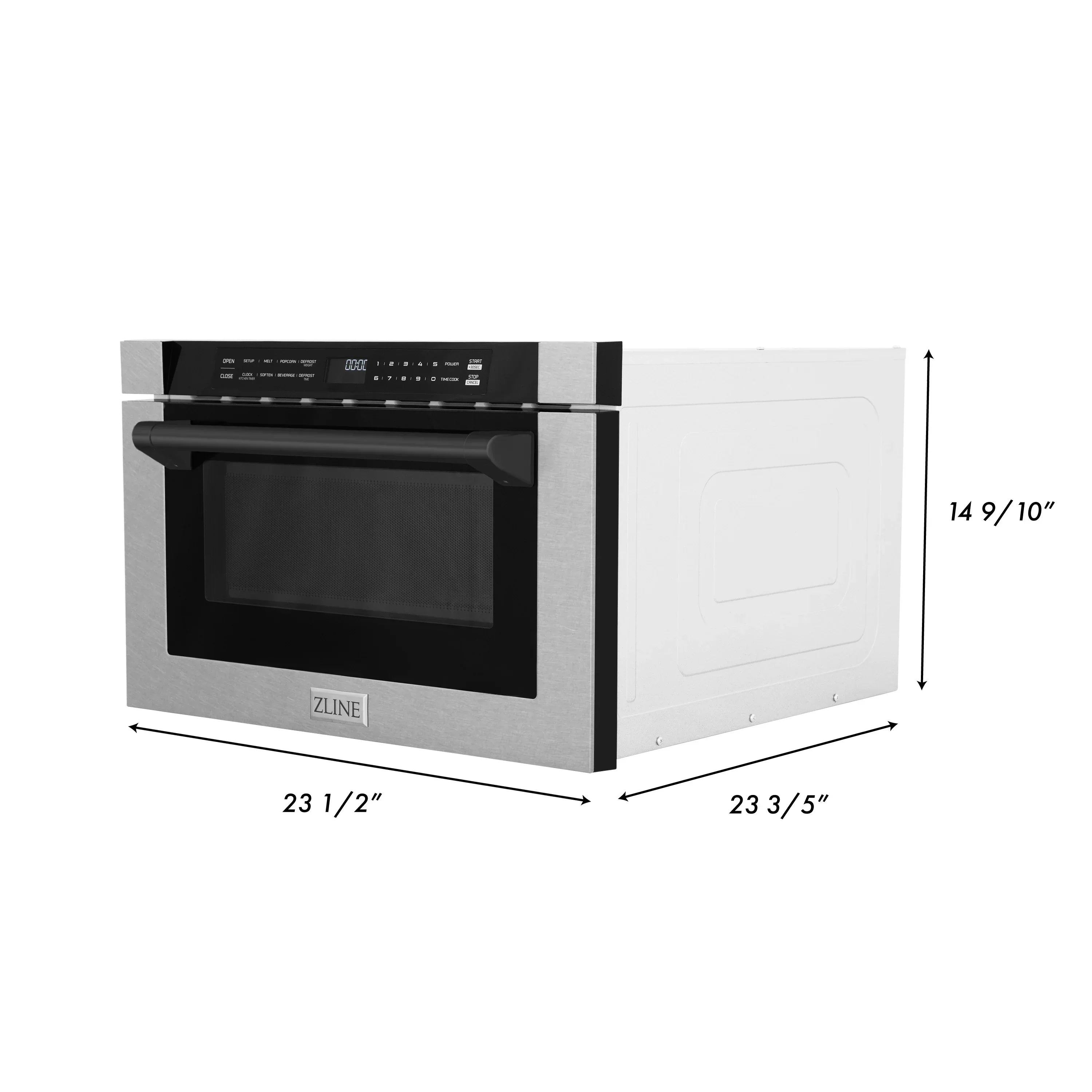 ZLINE Autograph 24" 1.2 cu. ft. Built-in Microwave Drawer with a Traditional Handle in Satin Stainless Steel and Matte Black Accents, MWDZ-1-SS-H-MB