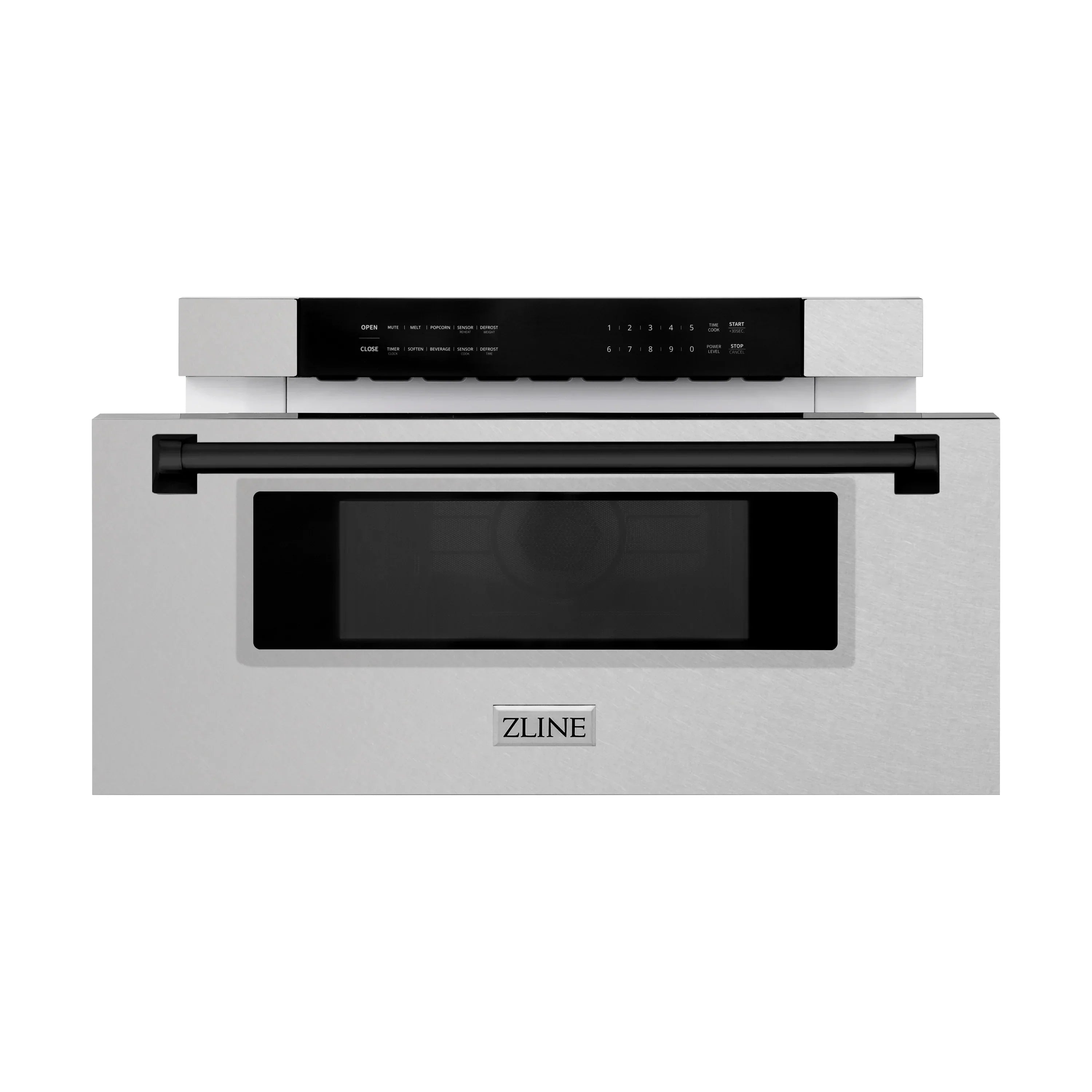 ZLINE Autograph 30" 1.2 cu. ft. Built-In Microwave Drawer in Satin Stainless Steel with Matte Black Accents, MWDZ-30-SS-MB