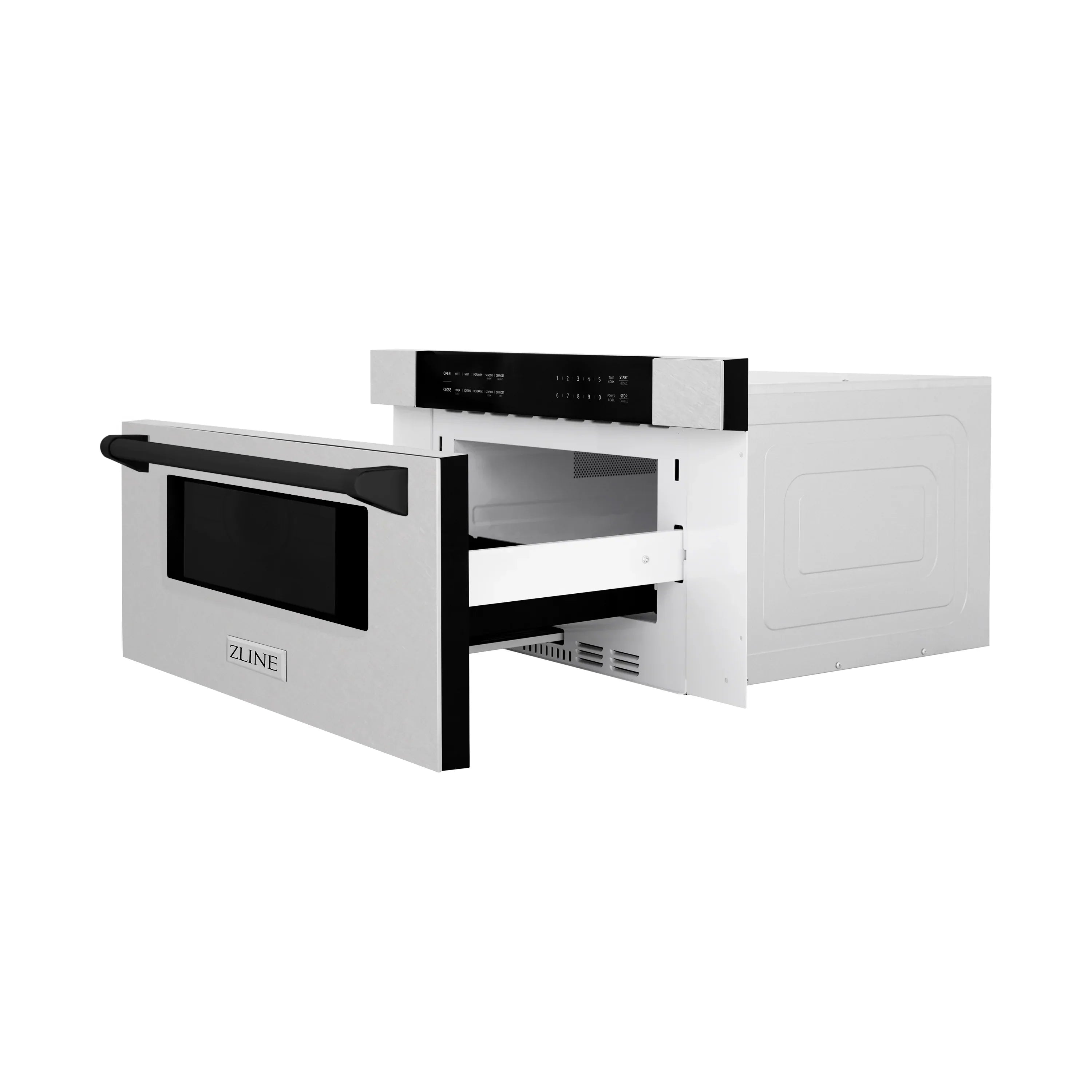 ZLINE Autograph 30" 1.2 cu. ft. Built-In Microwave Drawer in Satin Stainless Steel with Matte Black Accents, MWDZ-30-SS-MB