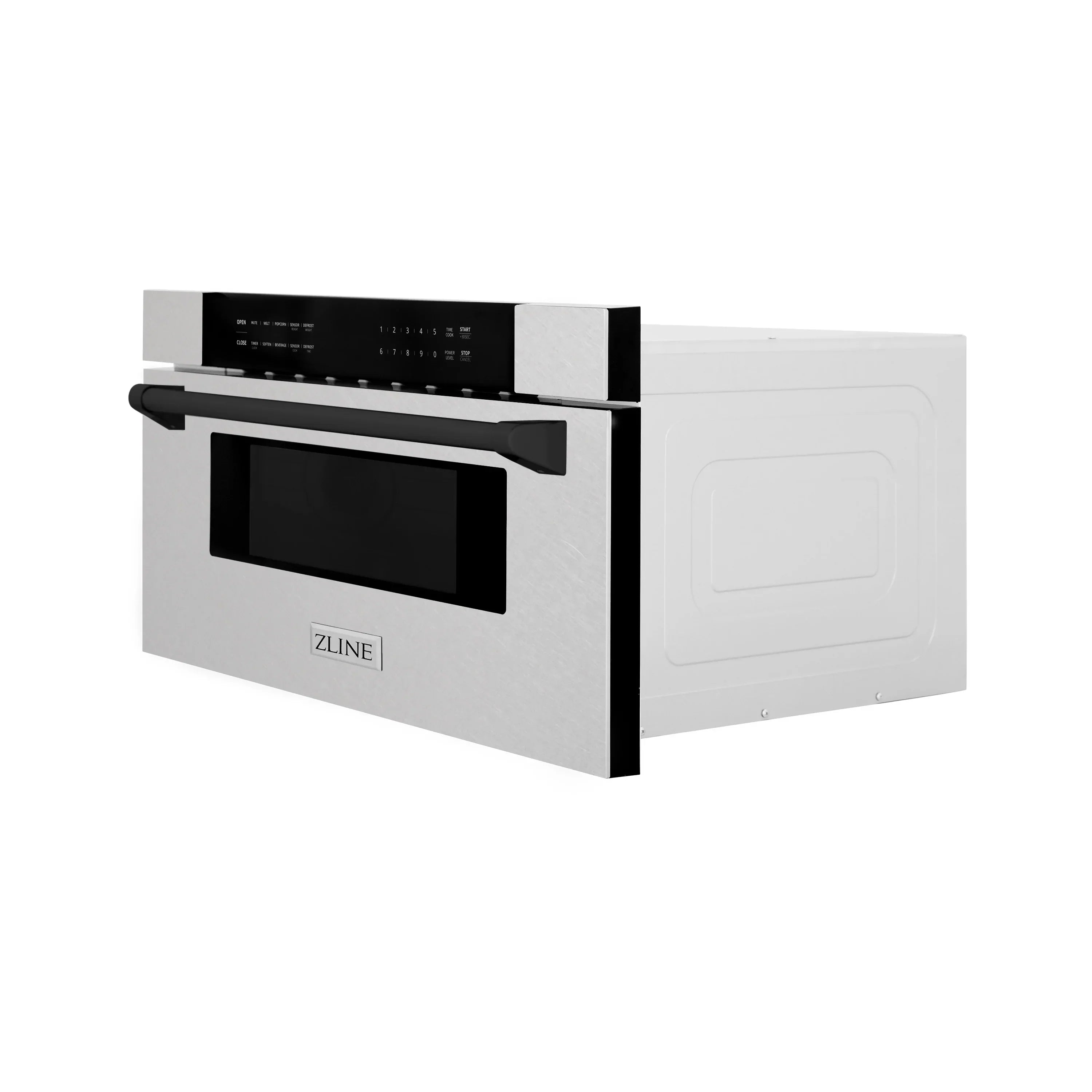 ZLINE Autograph 30" 1.2 cu. ft. Built-In Microwave Drawer in Satin Stainless Steel with Matte Black Accents, MWDZ-30-SS-MB