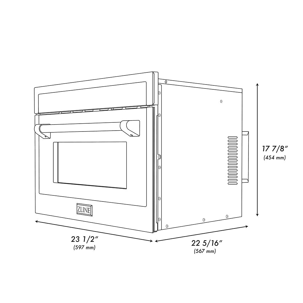 ZLINE Autograph 24" 1.6 cu ft. Built-in Convection Microwave Oven in Stainless Steel and Champagne Bronze Helix Handle, MWOZ-24-KCB
