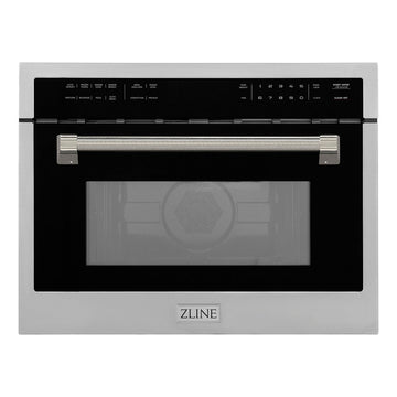 ZLINE Autograph 24" 1.6 cu ft. Built-in Convection Microwave Oven in Stainless Steel and Polished Nickel Helix Handle, MWOZ-24-KPN
