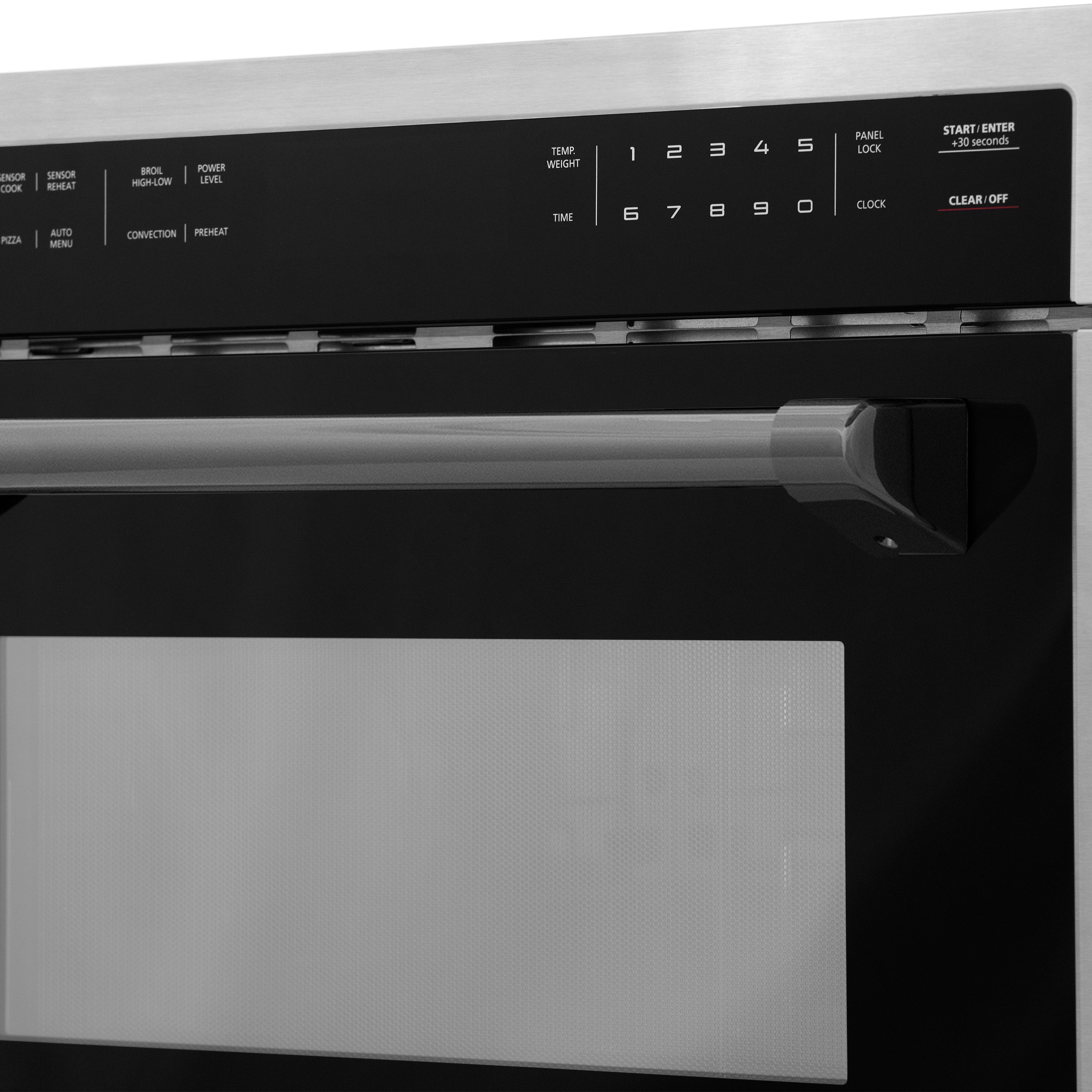 ZLINE Autograph 24" 1.6 cu ft. Built-in Convection Microwave Oven in Satin Stainless Steel with Matte Black Accents, MWOZ-24-SS-MB