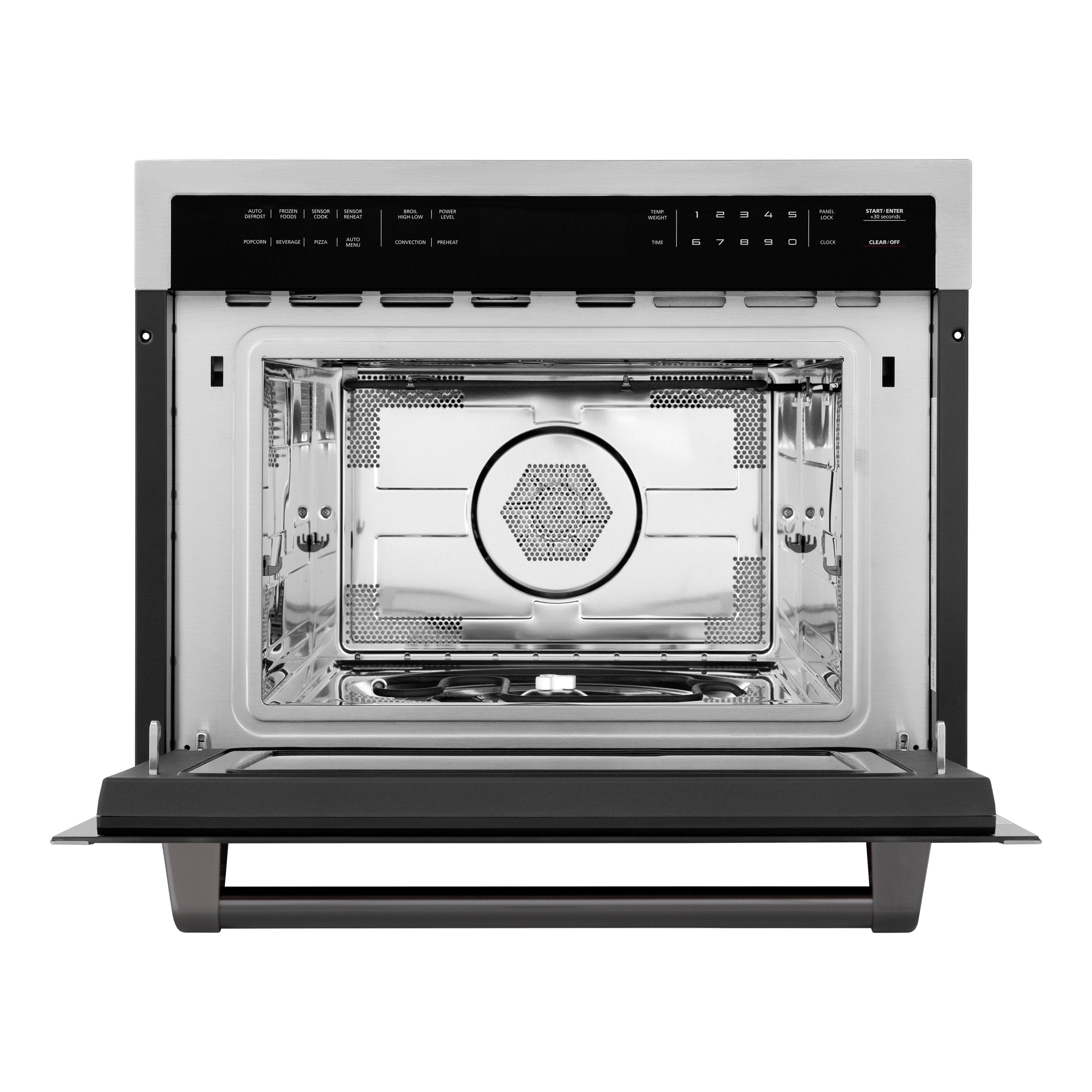 ZLINE Autograph 24" 1.6 cu ft. Built-in Convection Microwave Oven in Satin Stainless Steel with Matte Black Accents, MWOZ-24-SS-MB