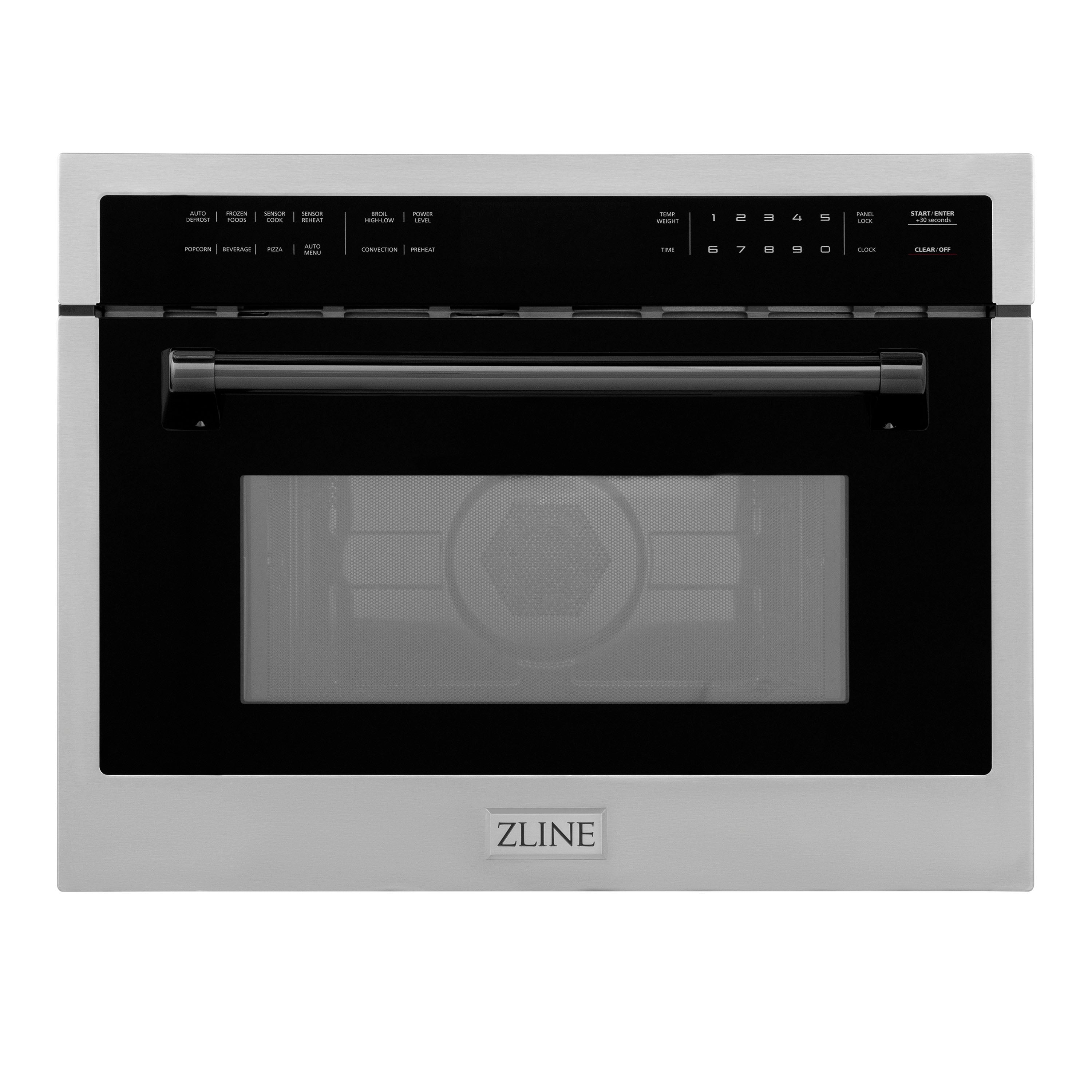 ZLINE Autograph 24" 1.6 cu ft. Built-in Convection Microwave Oven in Satin Stainless Steel with Matte Black Accents, MWOZ-24-SS-MB
