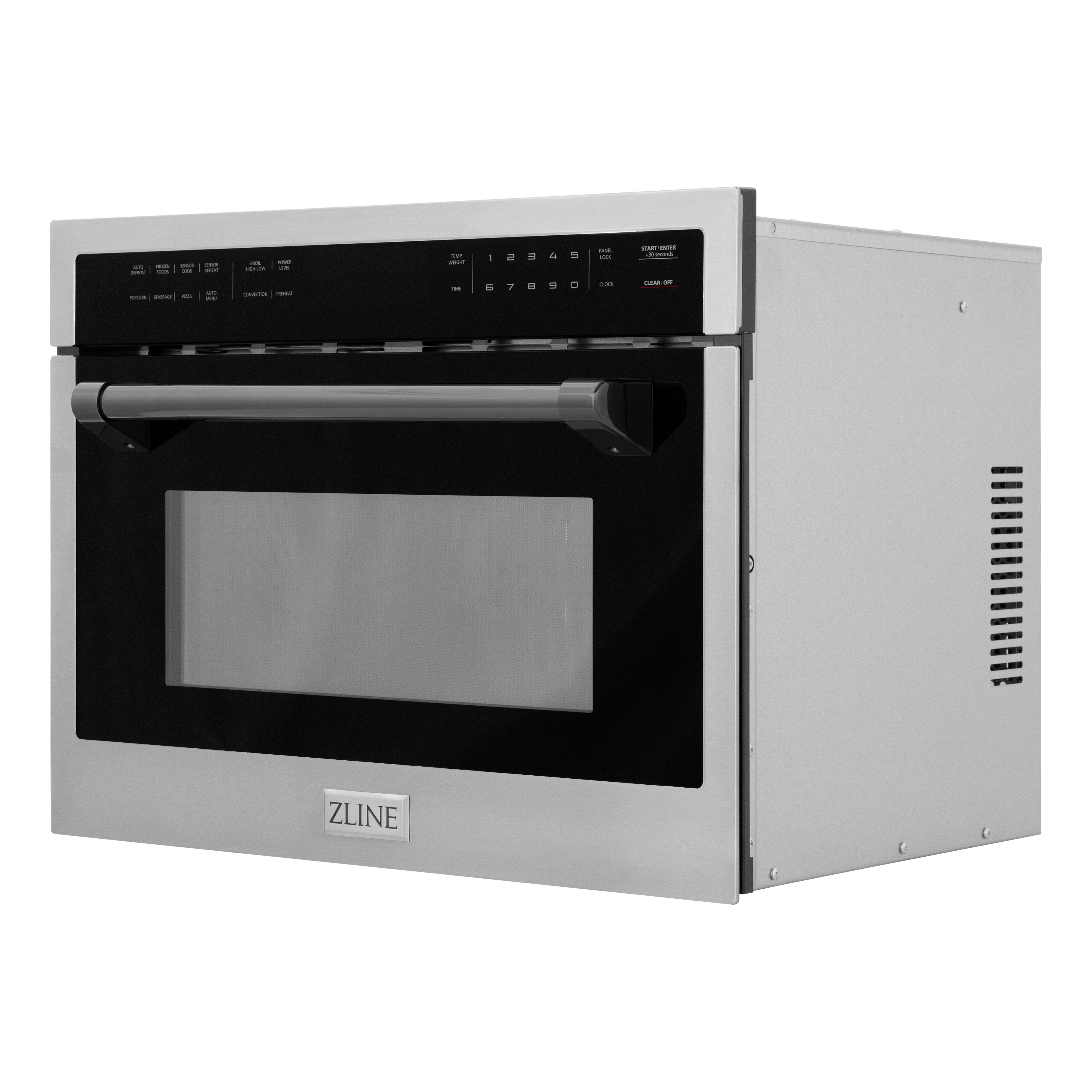 ZLINE Autograph 24" 1.6 cu ft. Built-in Convection Microwave Oven in Satin Stainless Steel with Matte Black Accents, MWOZ-24-SS-MB