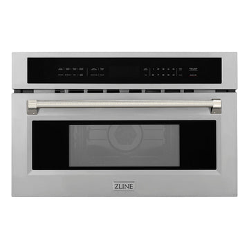 ZLINE Autograph 30" 1.6 cu ft. Built-in Convection Microwave Oven in Stainless Steel and Polished Nickel Helix Handle, MWOZ-30-KPN