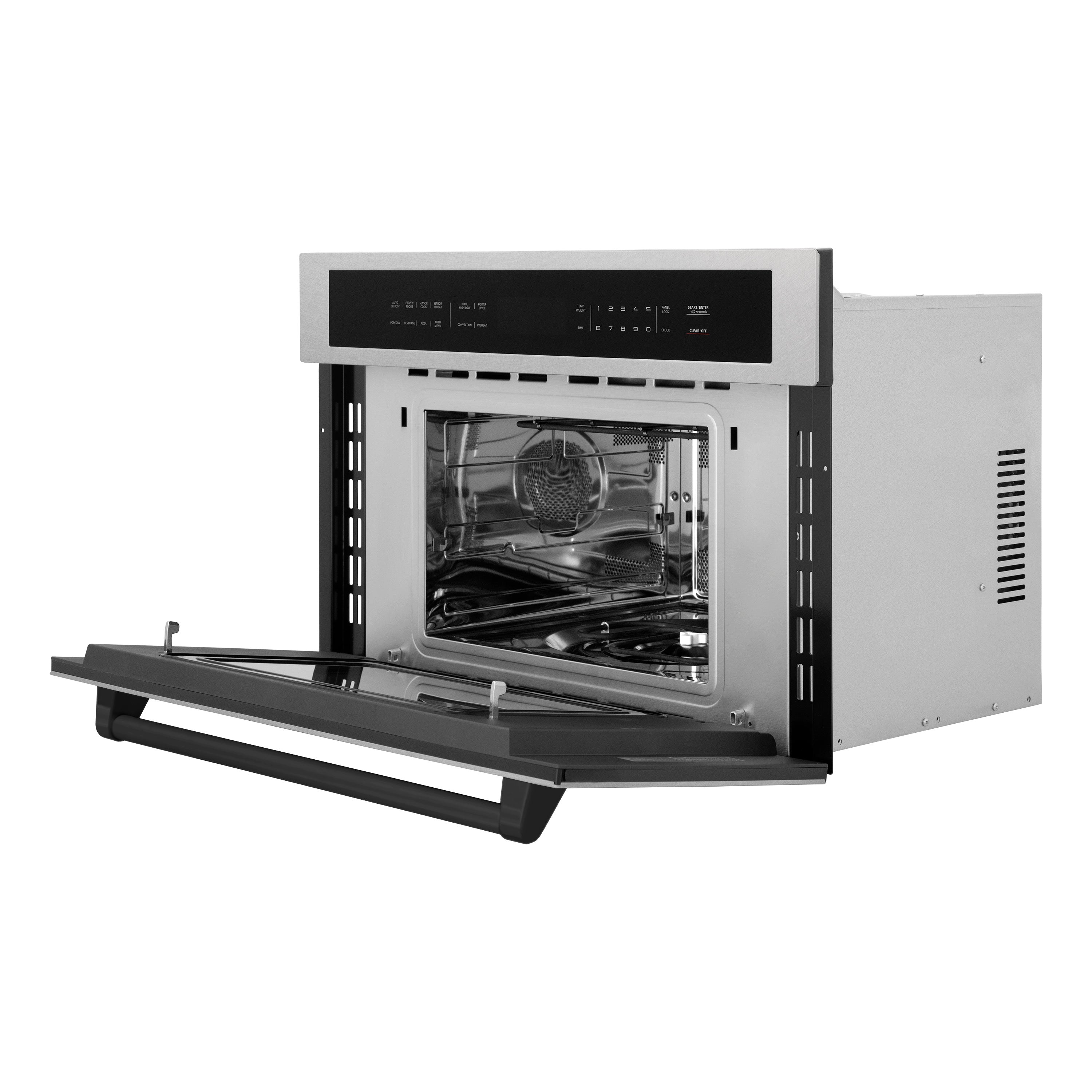ZLINE Autograph 30" 1.6 cu ft. Built-in Convection Microwave Oven in Satin Stainless Steel and Matte Black Accents, MWOZ-30-SS-MB