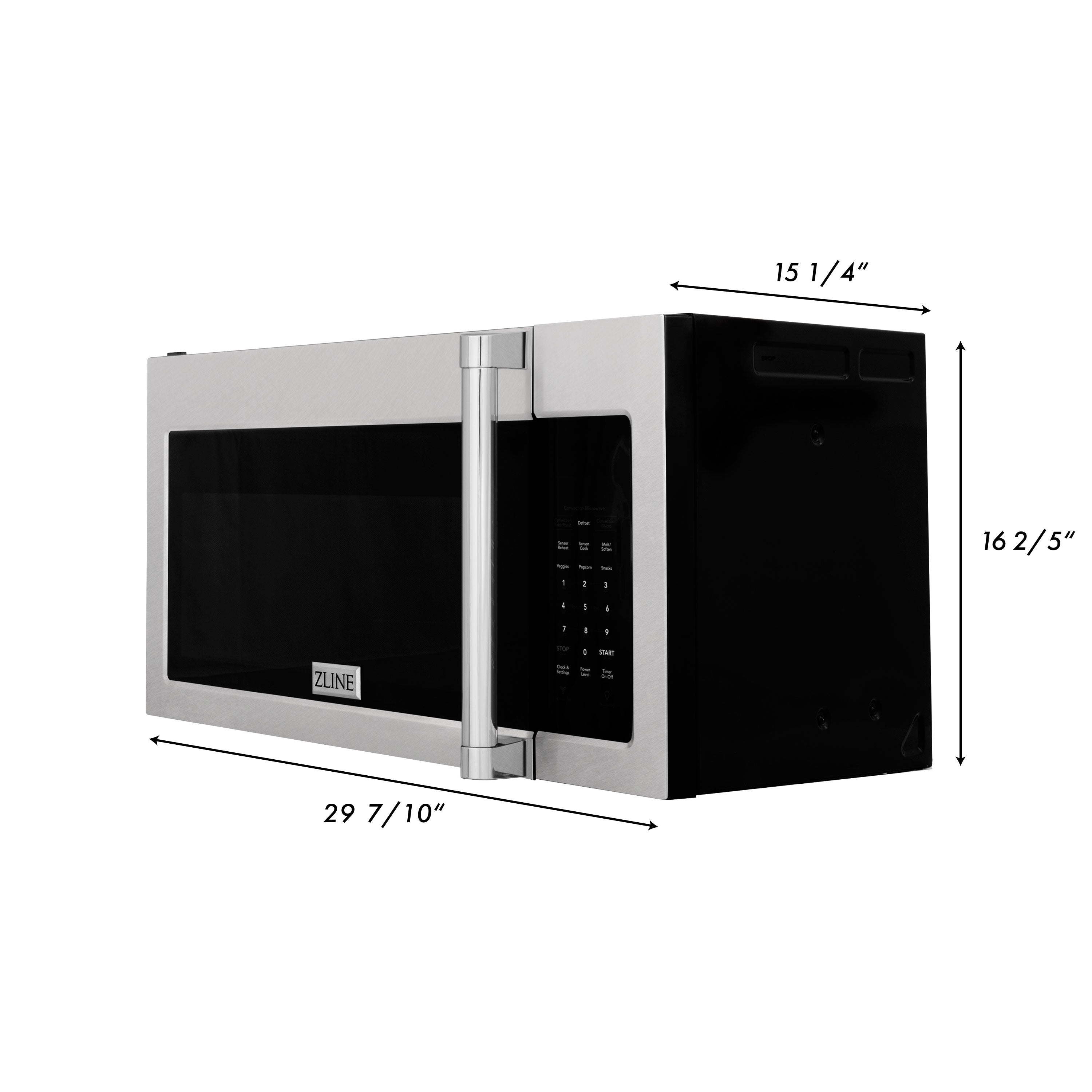 ZLINE 30" 1.5 cu. ft. Over-The-Range Microwave in Satin Stainless Steel with Traditional Handle and Set of 2 Charcoal Filters, MWO-OTRCFH-30-SS