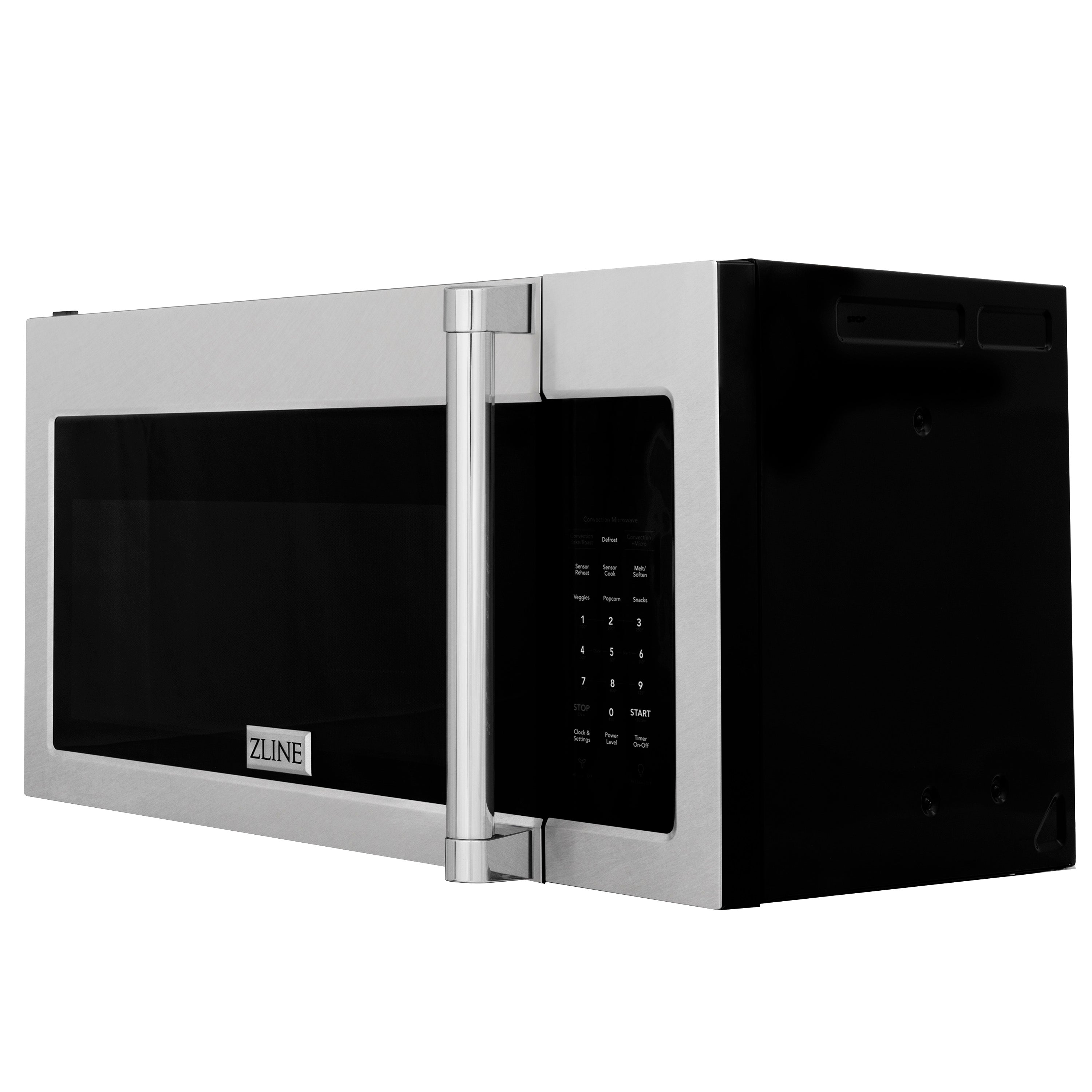 ZLINE 30" 1.5 cu. ft. Over-The-Range Microwave in Satin Stainless Steel with Traditional Handle and Set of 2 Charcoal Filters, MWO-OTRCFH-30-SS