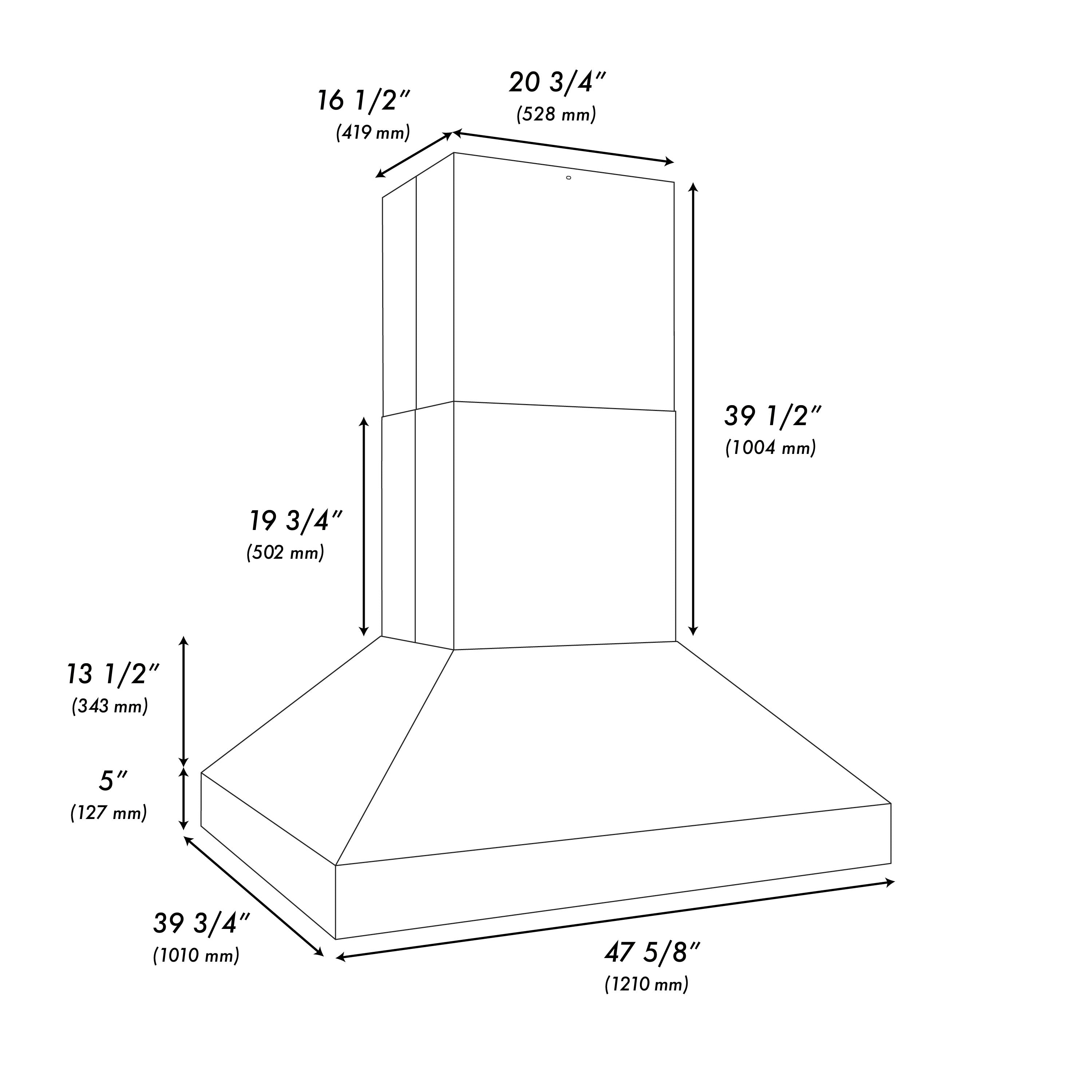 ZLINE 48 in. Island Mount Outdoor Grill Hood 2000 CFM (GOi1-48)
