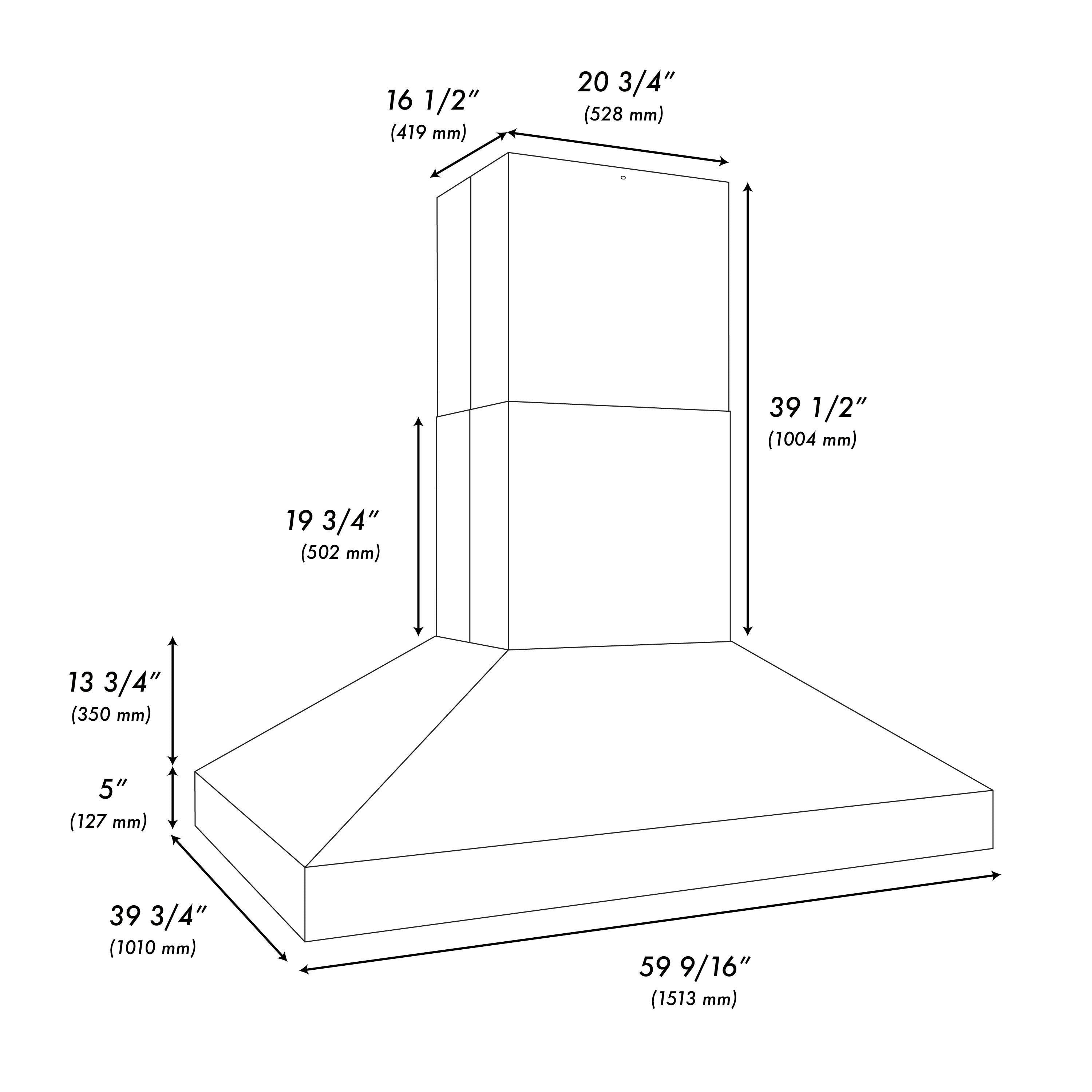 ZLINE 60 in. Island Mount Outdoor Grill Hood 2000 CFM (GOi1-60)