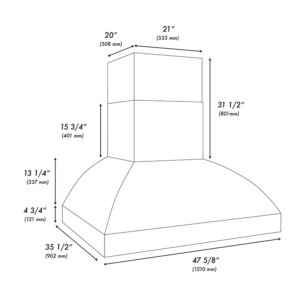 ZLINE 48 in. Wall Mount Outdoor Grill Hood, 2000 CFM (GOW2-48)