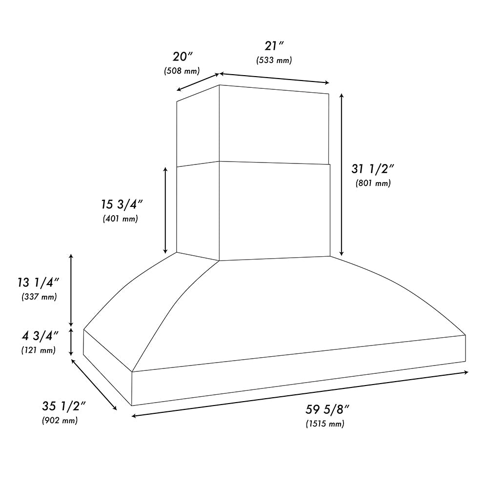 ZLINE 60 in. Wall Mount Outdoor Grill Hood, 2,000 CFM (GOW2-60)