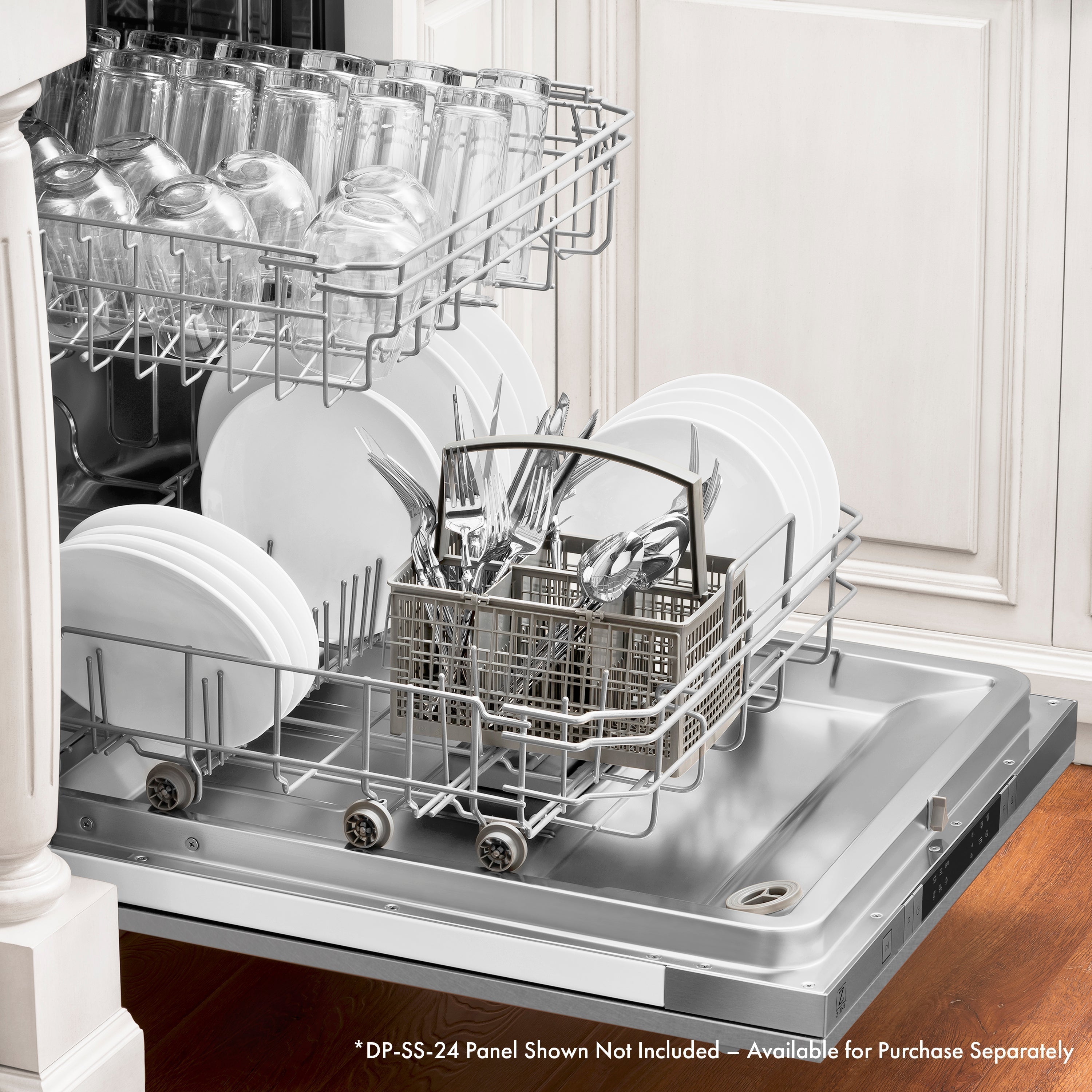 ZLINE 24-Inch Top Control Low-Profile Dishwasher, Custom Panel Ready, Stainless Steel Tub (DW7713-24)