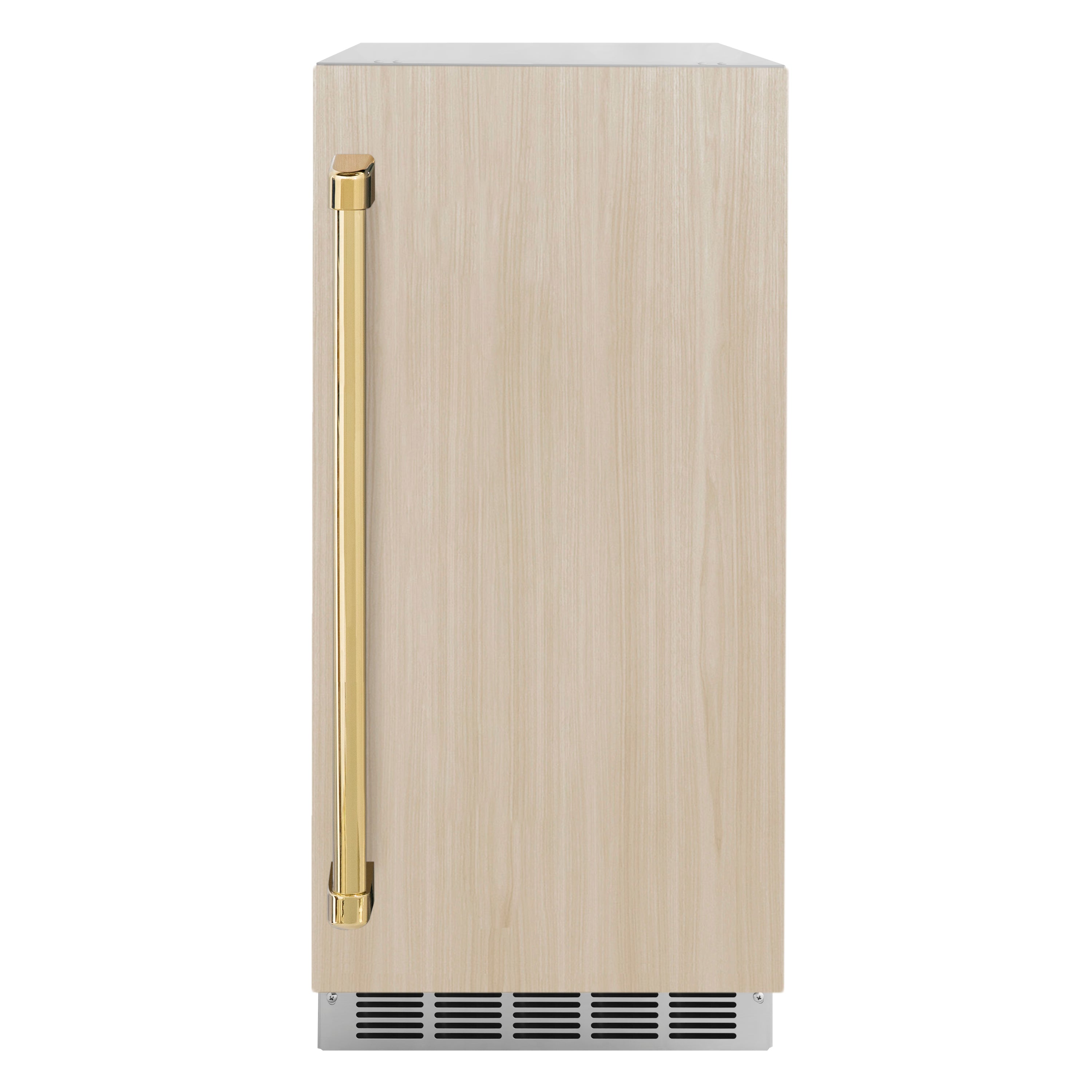 ZLINE Autograph 15" Touchstone Gourmet Ice Maker with Drain Pump and Panel Ready Door with Polished Gold Handle, IGMDPZ-15-G