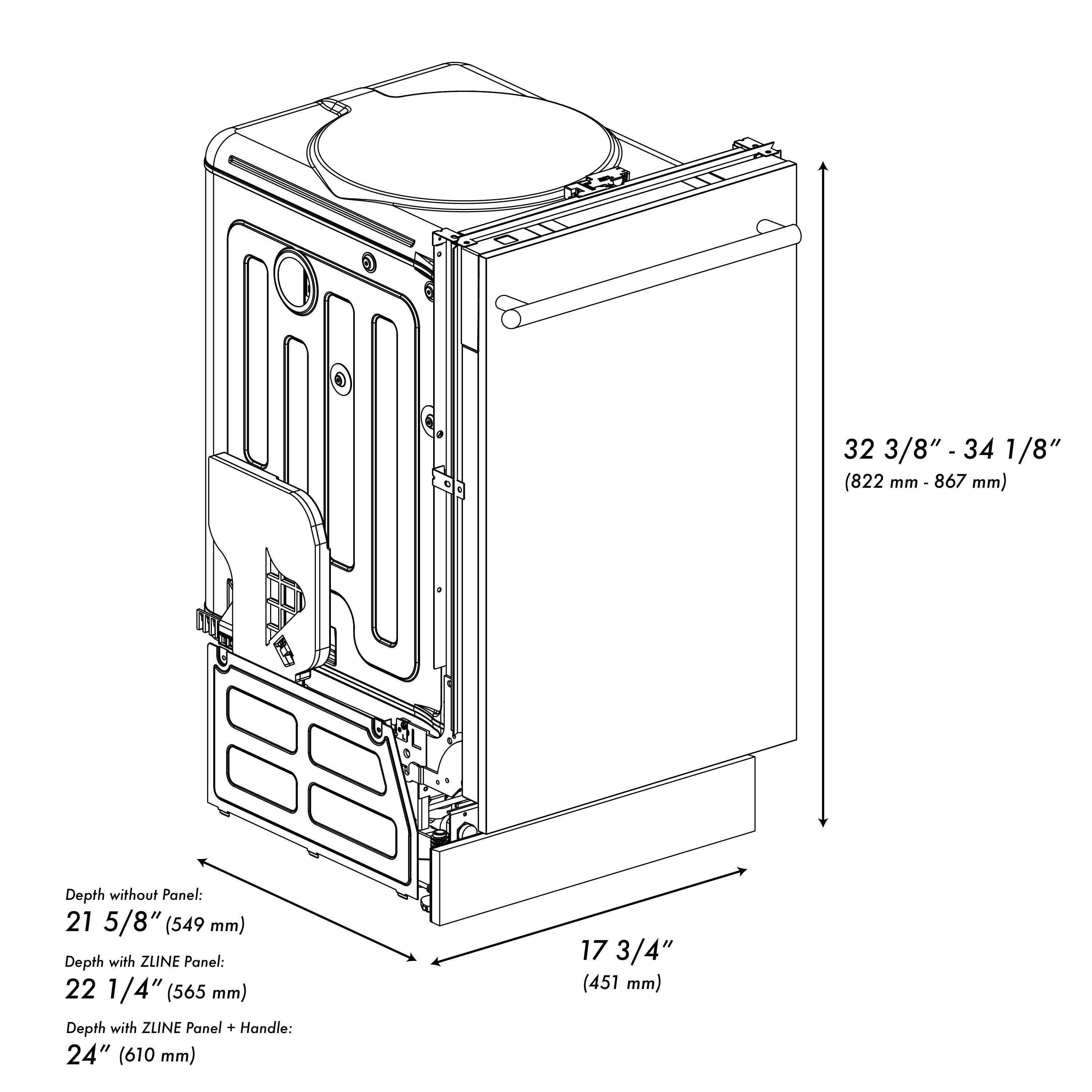 ZLINE 18 in. Top Control Dishwasher in Satin Stainless Steel with Stainless Steel Tub, DW-SN-18