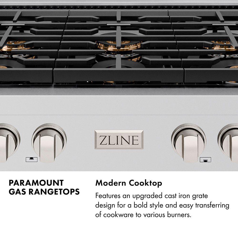 ZLINE 48" Paramount Gas Rangetop with 8 Burner DuoPro™ Cooktop in Stainless Steel, PSRT48