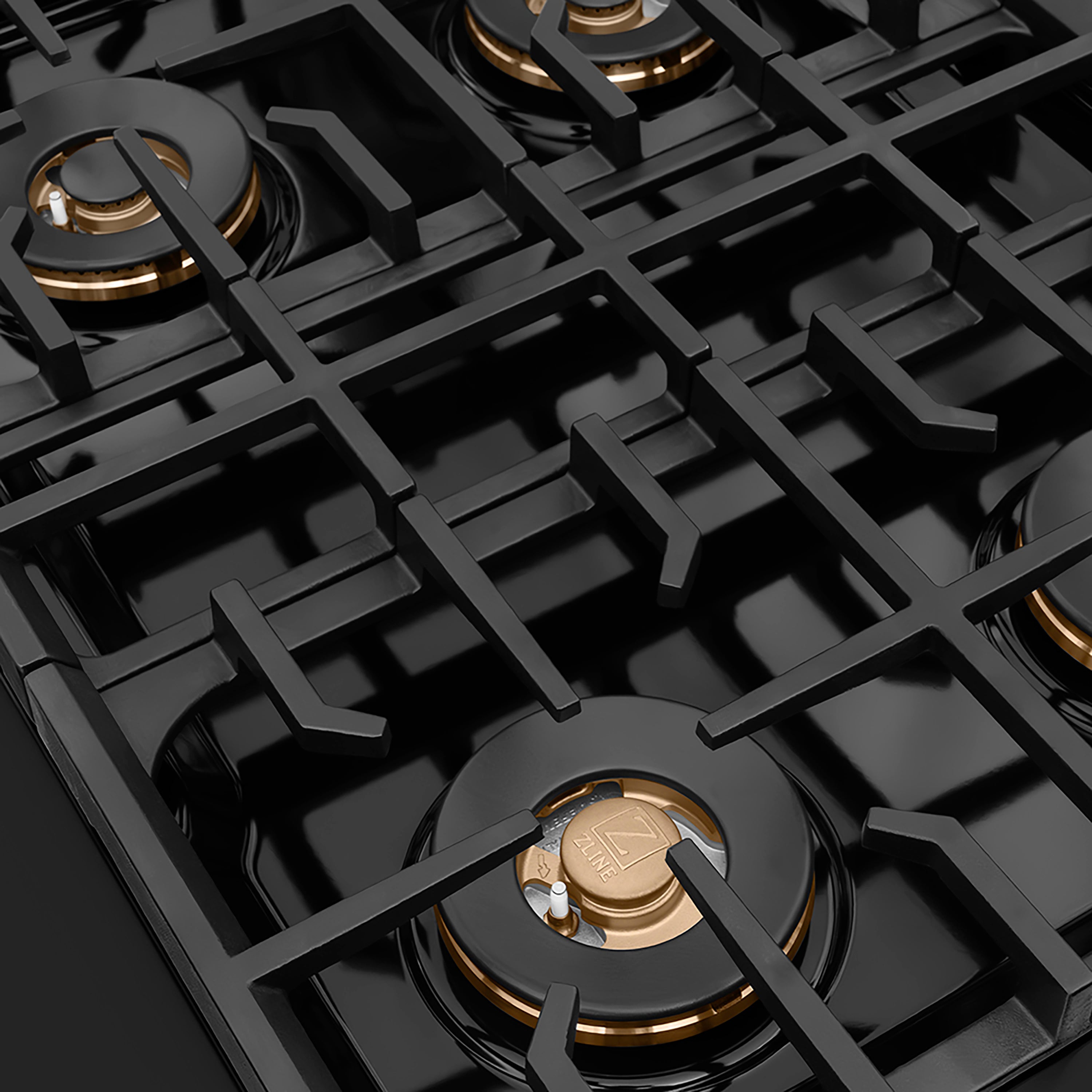 ZLINE Autograph 30" Paramount Gas Rangetop with 4 Burner DuoPro™ Cooktop in Black Stainless Steel and Polished Gold Accents, PSRTBZ-30-G