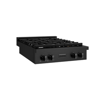 ZLINE Paramount 30" Gas Rangetop with 4 Burners and Porcelain Cooktop in Black Stainless Steel, SRTB30