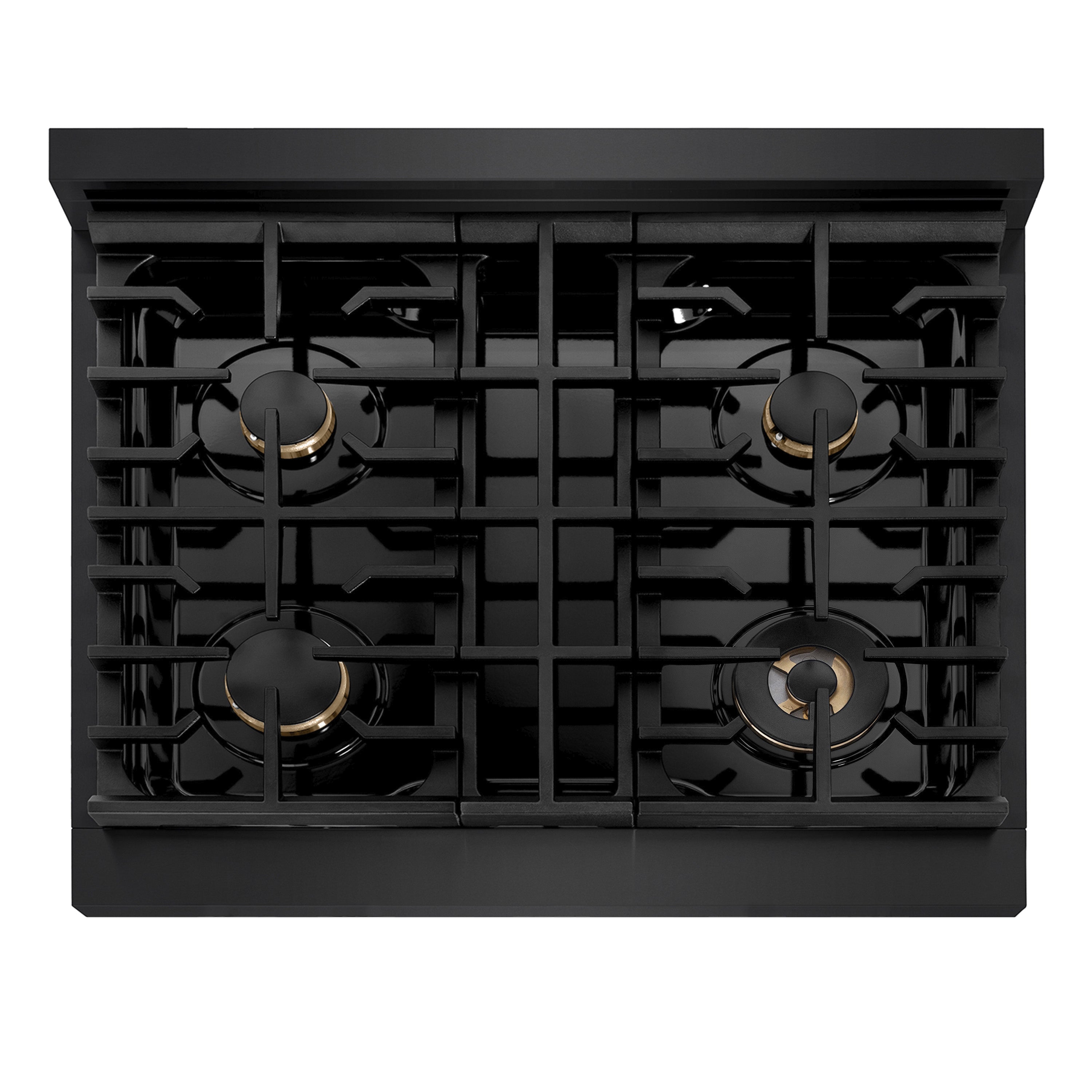 ZLINE Autograph 30" Paramount Gas Rangetop with 4 Burners and Porcelain Cooktop in Black Stainless Steel with Champagne Bronze Accents, SRTBZ-30-CB