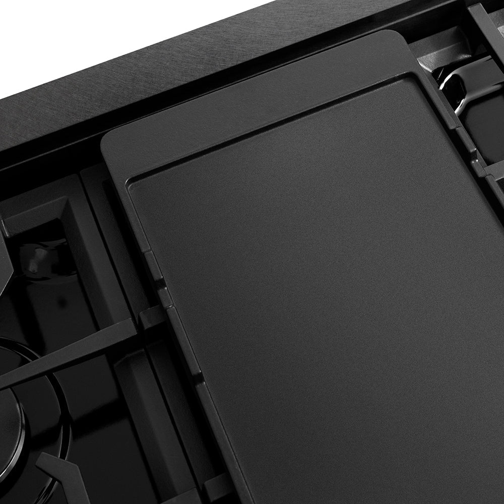 ZLINE 48" Paramount Gas Rangetop with 8 Burners and Porcelain Cooktop in Black Satin Stainless Steel, SRTBS-48