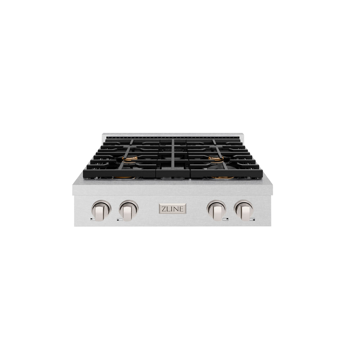 ZLINE 30" Paramount Gas Rangetop with 4 Brass Burners and Porcelain Cooktop in Satin Stainless Steel, SRTS-BR-30