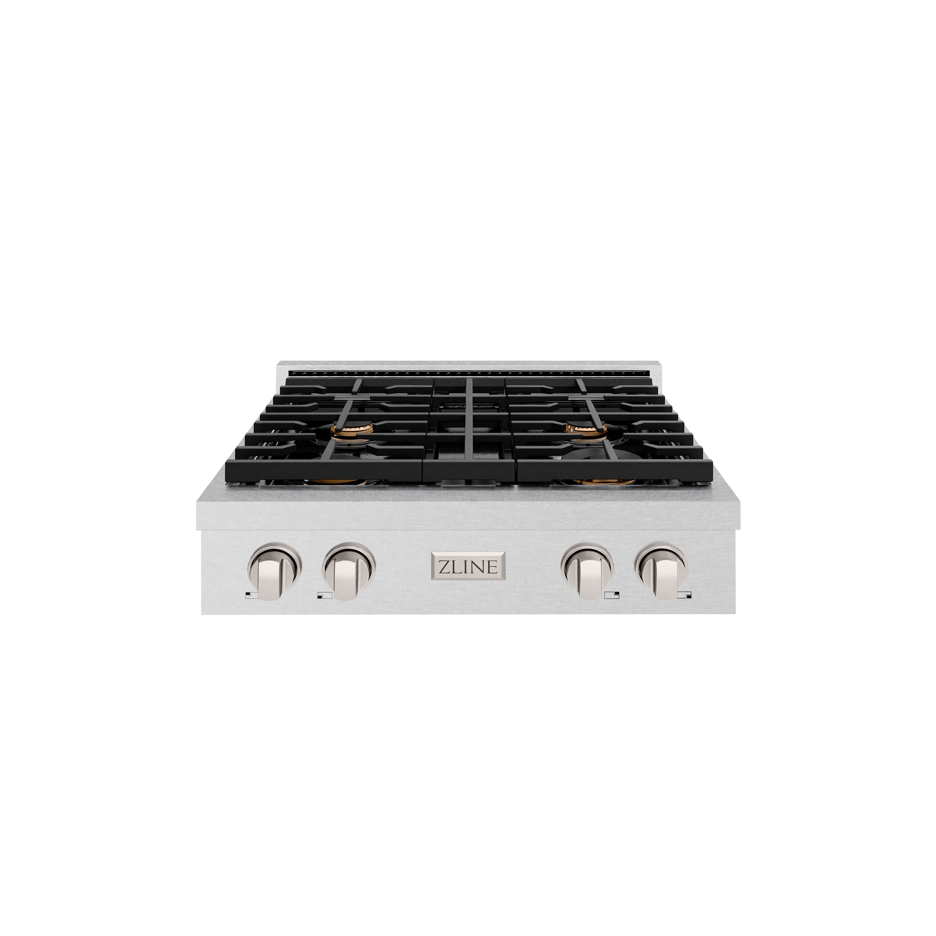 ZLINE 30" Paramount Gas Rangetop with 4 Brass Burners and Porcelain Cooktop in Satin Stainless Steel, SRTS-BR-30