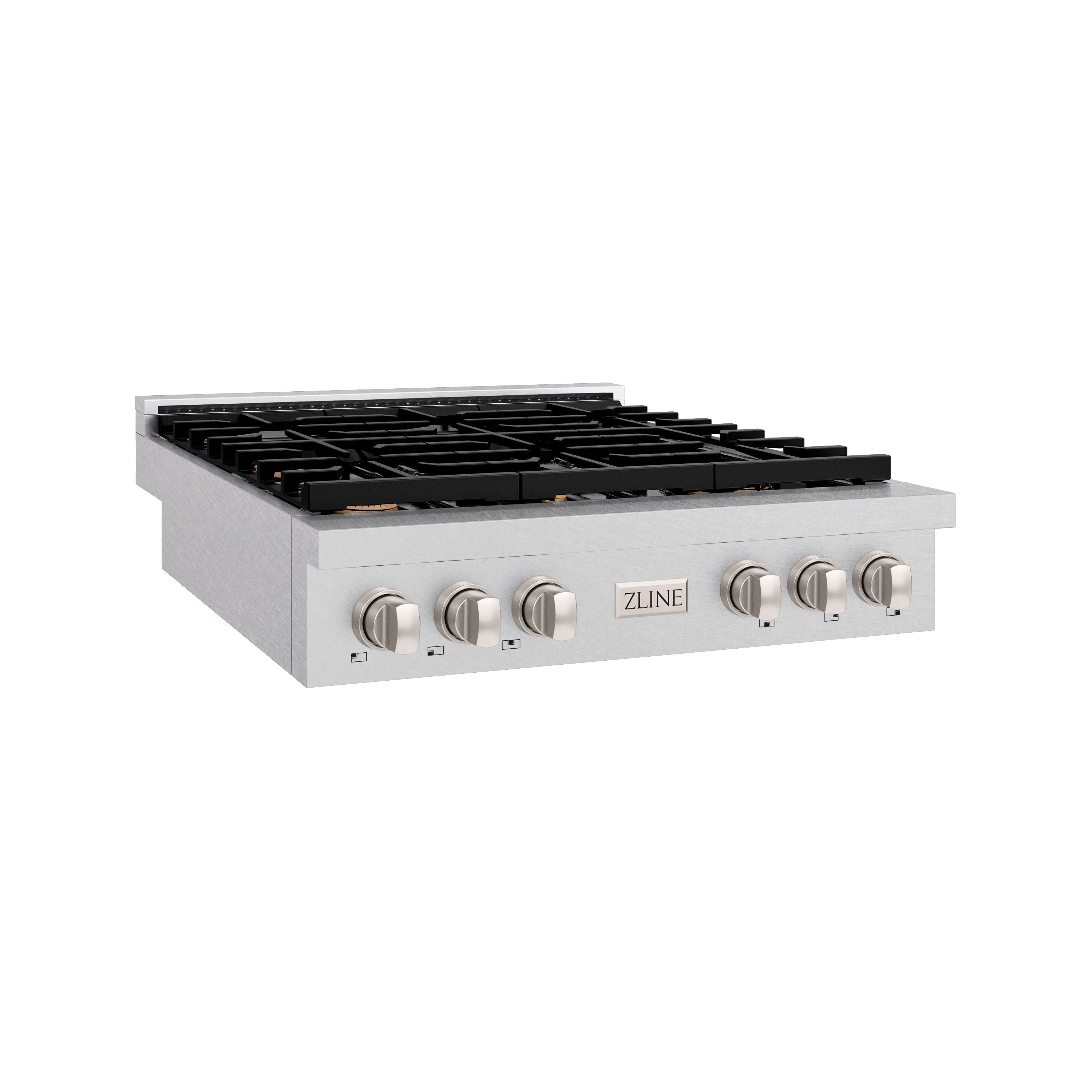 ZLINE 36" Paramount Gas Rangetop with 6 Brass Burners and Porcelain Cooktop in Satin Stainless Steel, SRTS-BR-36