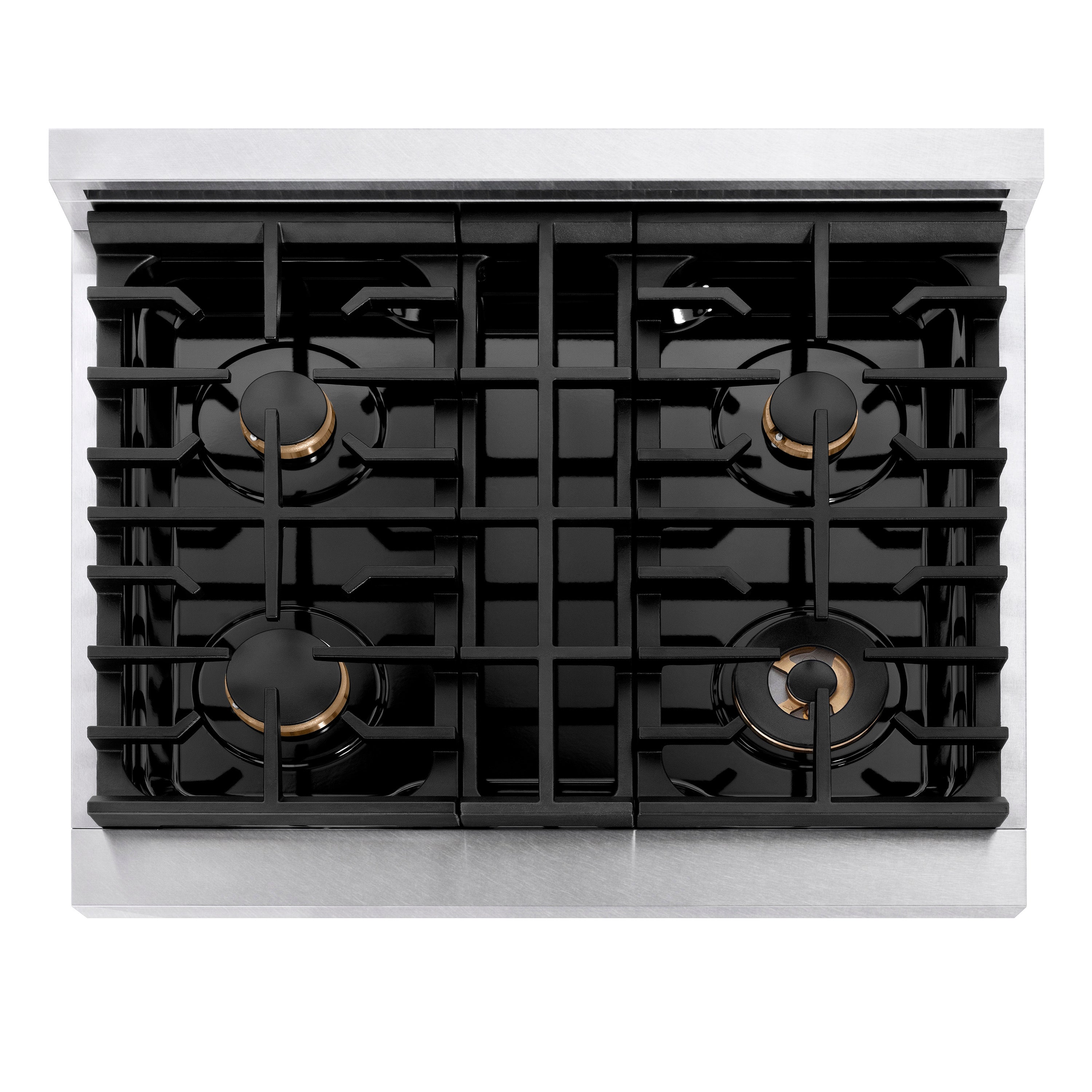 ZLINE 30" Autograph Paramount Gas Rangetop with 4 Burners and Porcelain Cooktop in Satin Stainless Steel with Champagne Bronze Accents, SRTSZ-30-CB