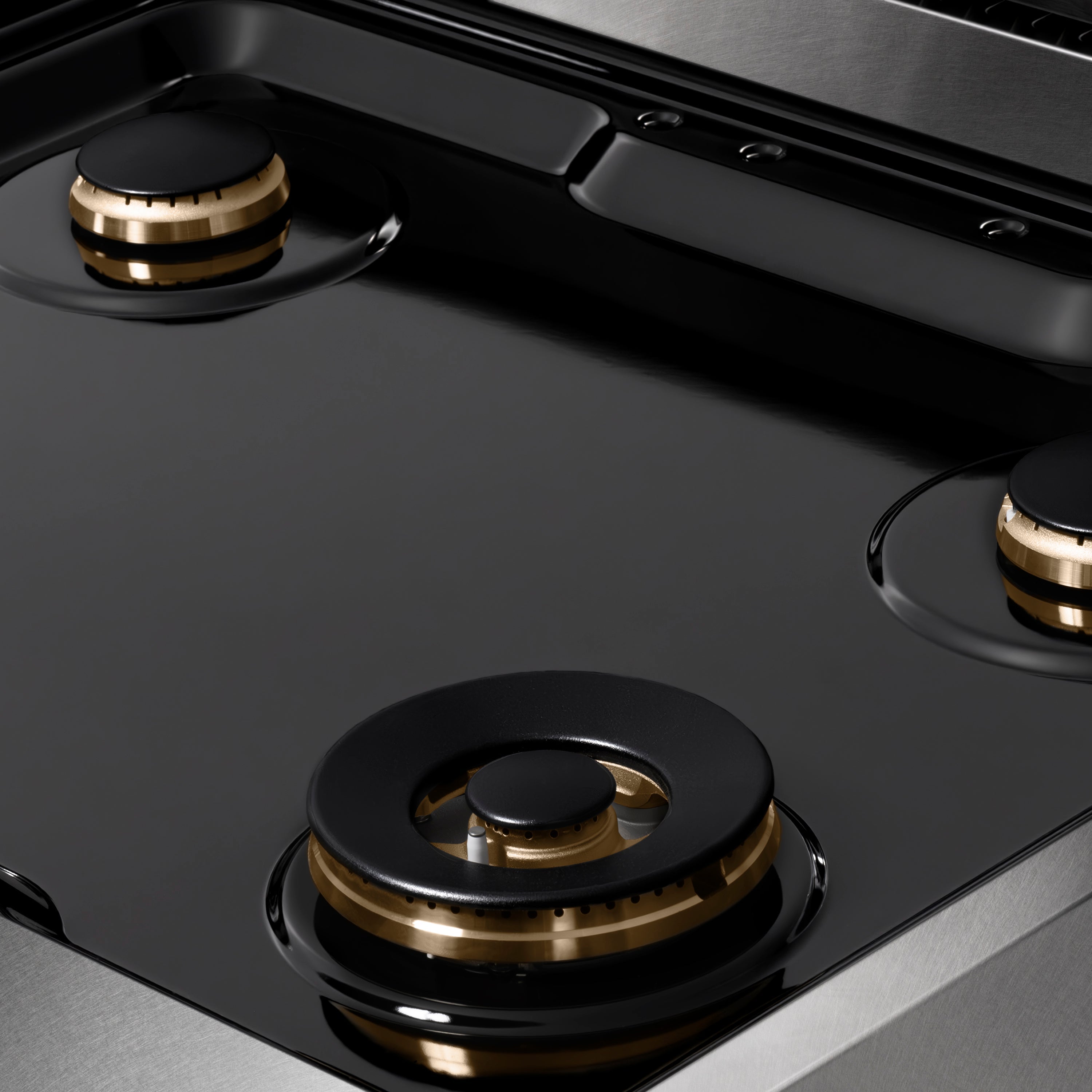 ZLINE 30" Autograph Paramount Gas Rangetop with 4 Burners and Porcelain Cooktop in Satin Stainless Steel with Matte Black Accents, SRTSZ-30-MB