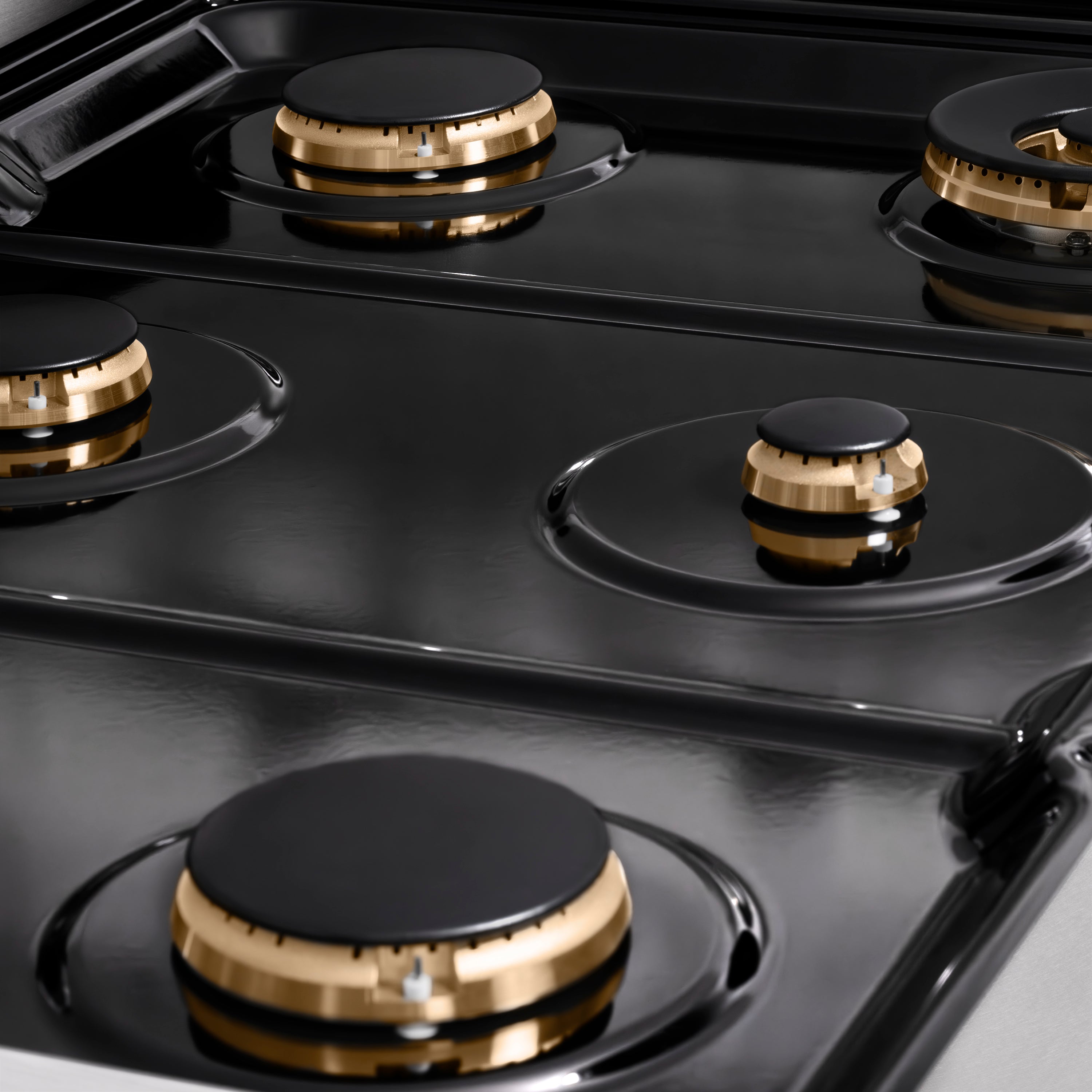 ZLINE 36" Autograph Paramount Gas Rangetop with 6 Burners and Porcelain Cooktop in Satin Stainless Steel with Champagne Bronze Accents, SRTSZ-36-CB