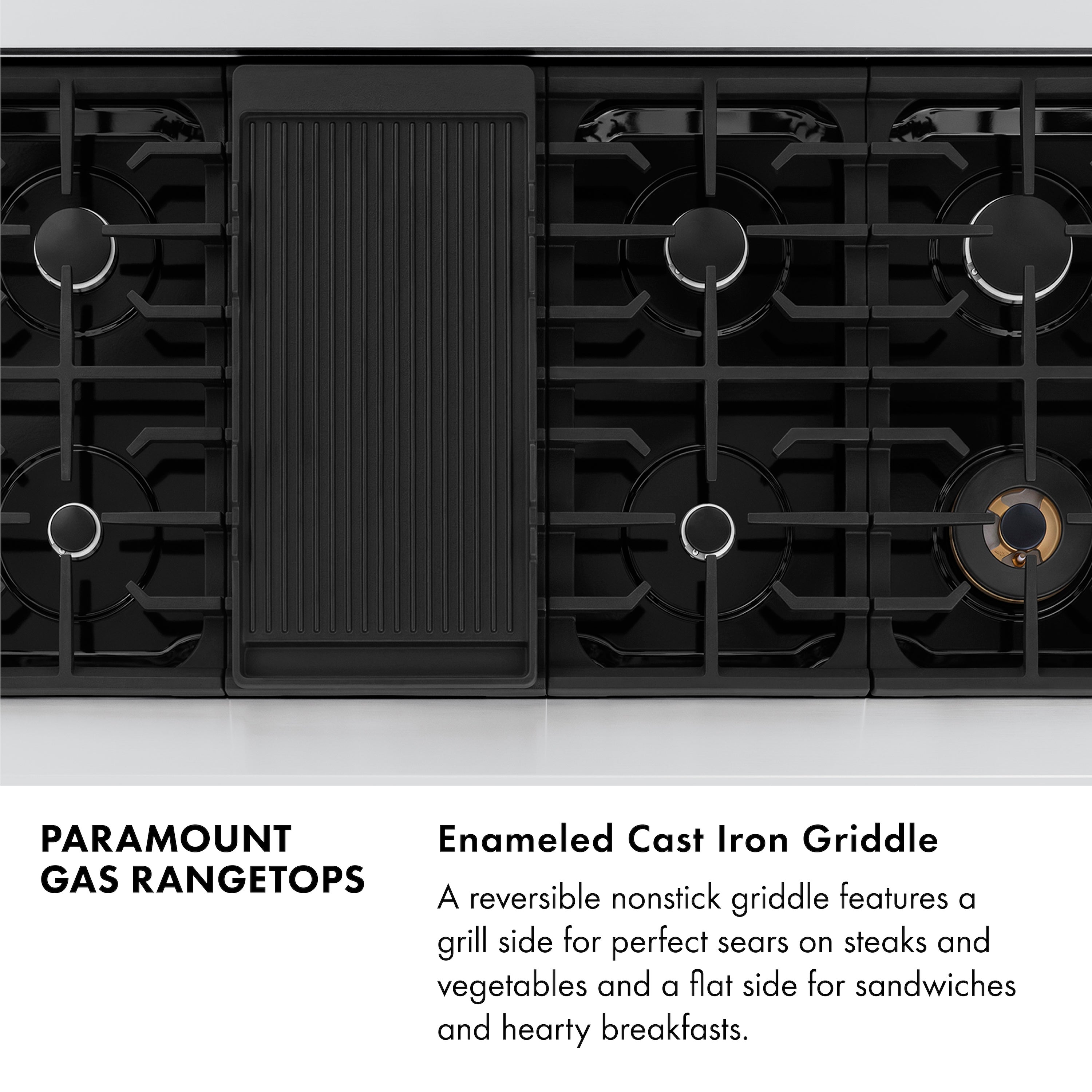ZLINE Paramount 48" Gas Rangetop with 8 Burners, Cast Iron Griddle and Porcelain Cooktop in Stainless Steel, SRT48