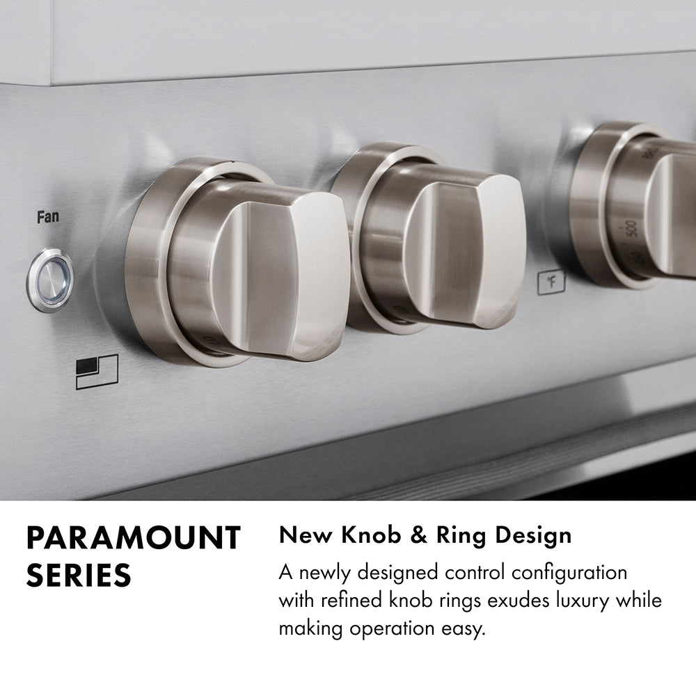 ZLINE 48 in. Gas Range – Paramount Series – 6.7 cu. ft. Dual Oven – 8 Burner DuoPro™ Cooktop, Black Matte Doors, Polished Gold Accents (PSGRZ-BLM-48-G)