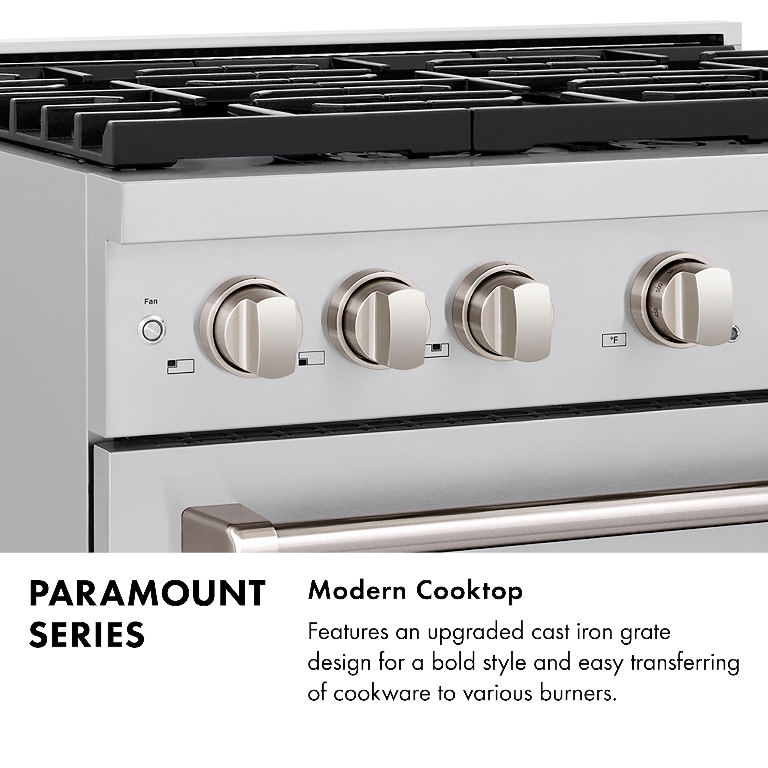 ZLINE 36 in Dual Fuel Range 5.2 cu. ft. 6 Burner Gas Cooktop Electric Convection Oven Black Stainless Steel Champagne Bronze Helix Handles (SDRBZ-36-KCB)