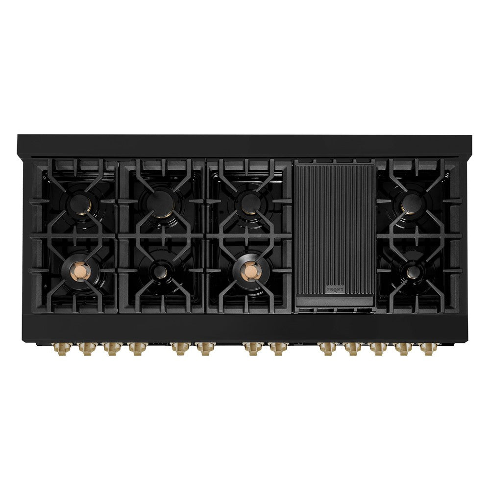 ZLINE Autograph 60 in. 7.4 cu. ft. Dual Fuel Range in Black Stainless Steel with Champagne Bronze Accents (RABZ-60-CB)