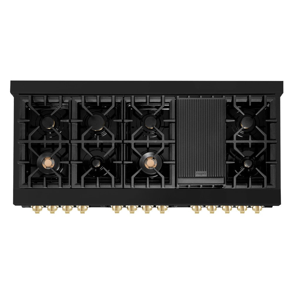 ZLINE Autograph Edition 60 in. Dual Fuel Range 7.4 cu. ft. Black Stainless Steel with Gold Accents (RABZ-60-G)