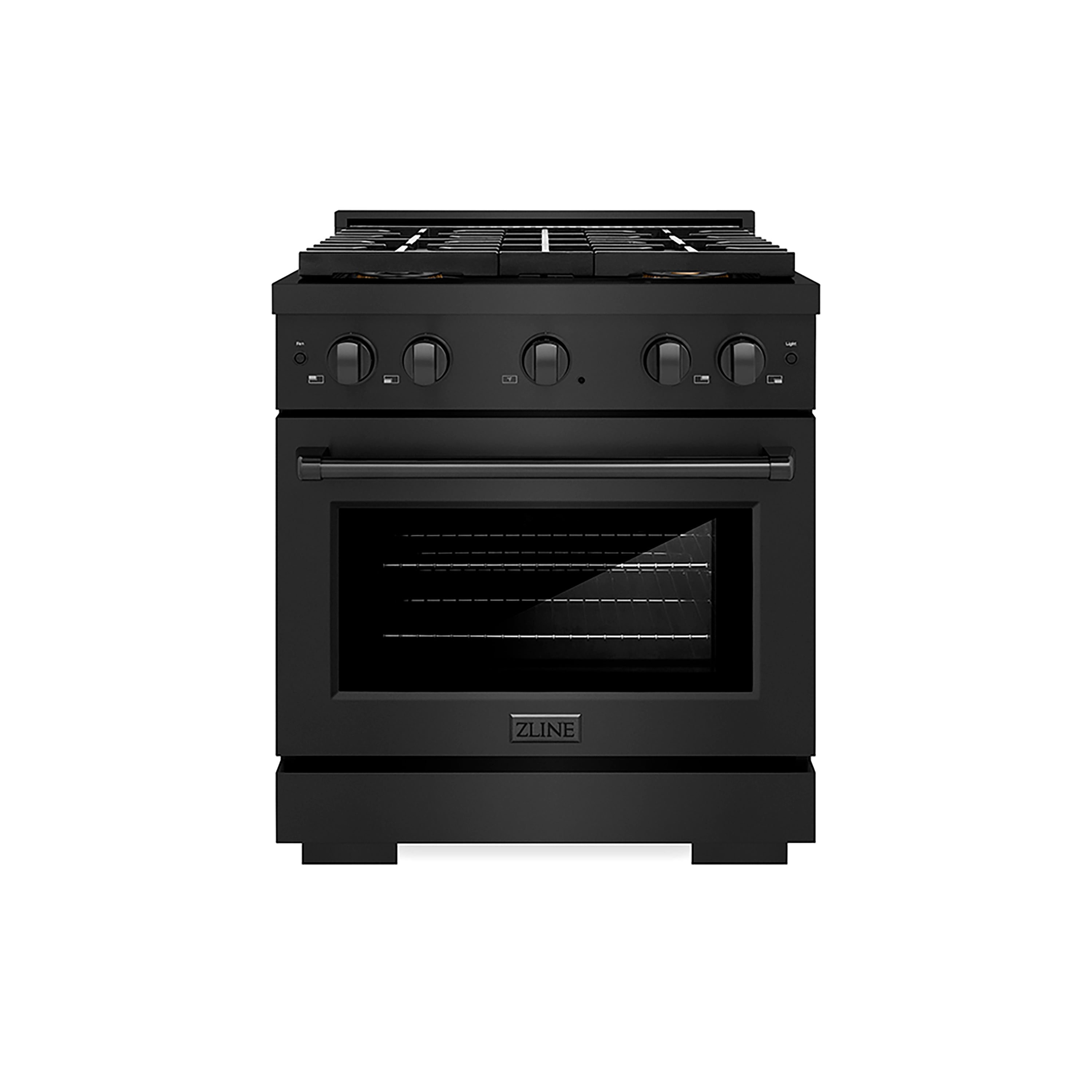 ZLINE 30 in. Dual Fuel Range 4.2 cu. ft. with 4 Burner DuoPro™ Cooktop and Electric Convection Oven, Black Stainless Steel (PSDRB-30)
