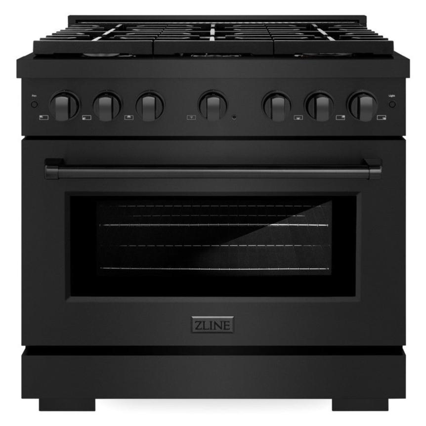 ZLINE 36 in. Paramount Dual Fuel Range, 5.2 cu. ft., 6 Brass Burners, Black Stainless Steel (SDRB-BR-36)