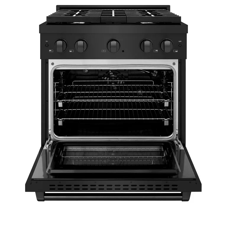 ZLINE Paramount 30-Inch Gas Range with 4 Burners and 4.2 cu. ft. Convection Oven in Black Stainless Steel (Model SGRB-30)