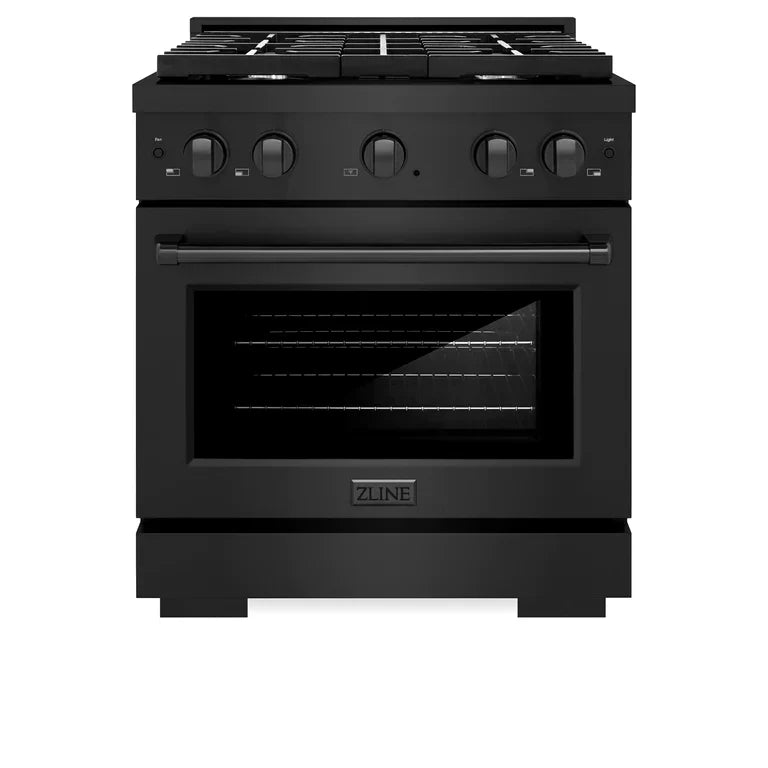 ZLINE Paramount 30-Inch Gas Range with 4 Burners and 4.2 cu. ft. Convection Oven in Black Stainless Steel (Model SGRB-30)