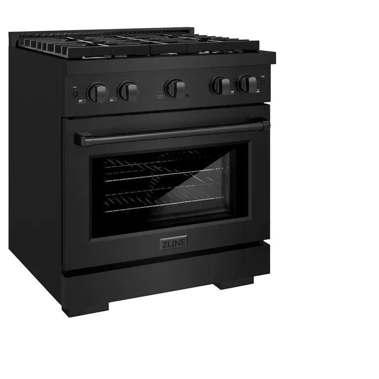 ZLINE Paramount 30-Inch Gas Range with 4 Burners and 4.2 cu. ft. Convection Oven in Black Stainless Steel (Model SGRB-30)