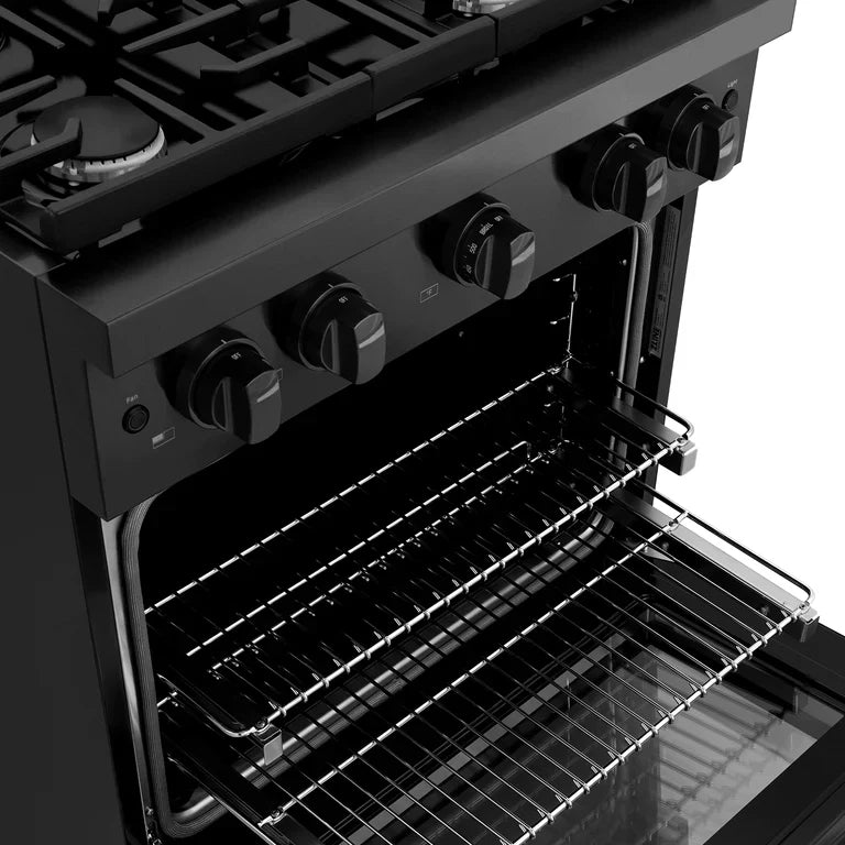 ZLINE Paramount 30-Inch Gas Range with 4 Burners and 4.2 cu. ft. Convection Oven in Black Stainless Steel (Model SGRB-30)